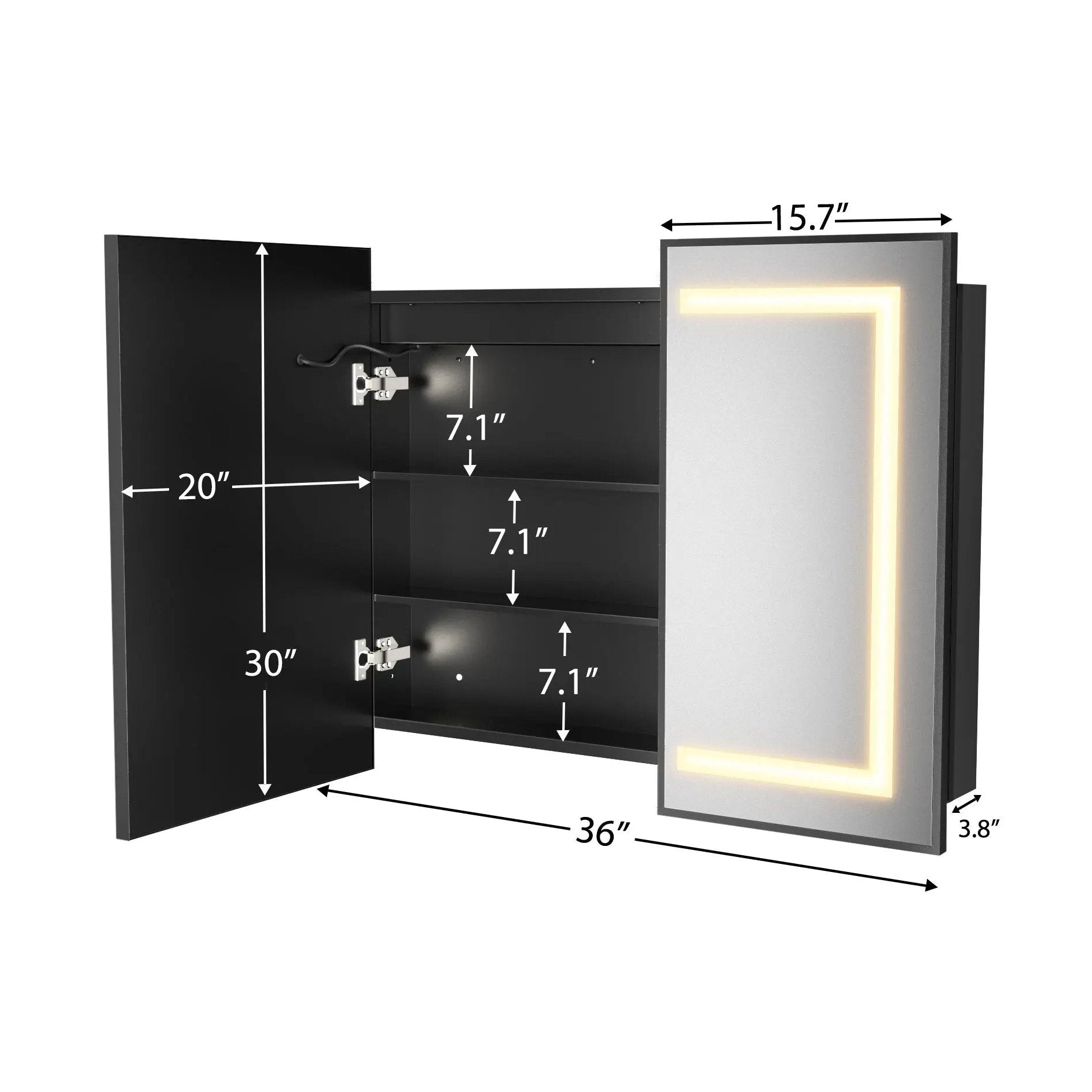 Hausvita Framed Recessed LED Light Bathroom Medicine Cabinet -medium