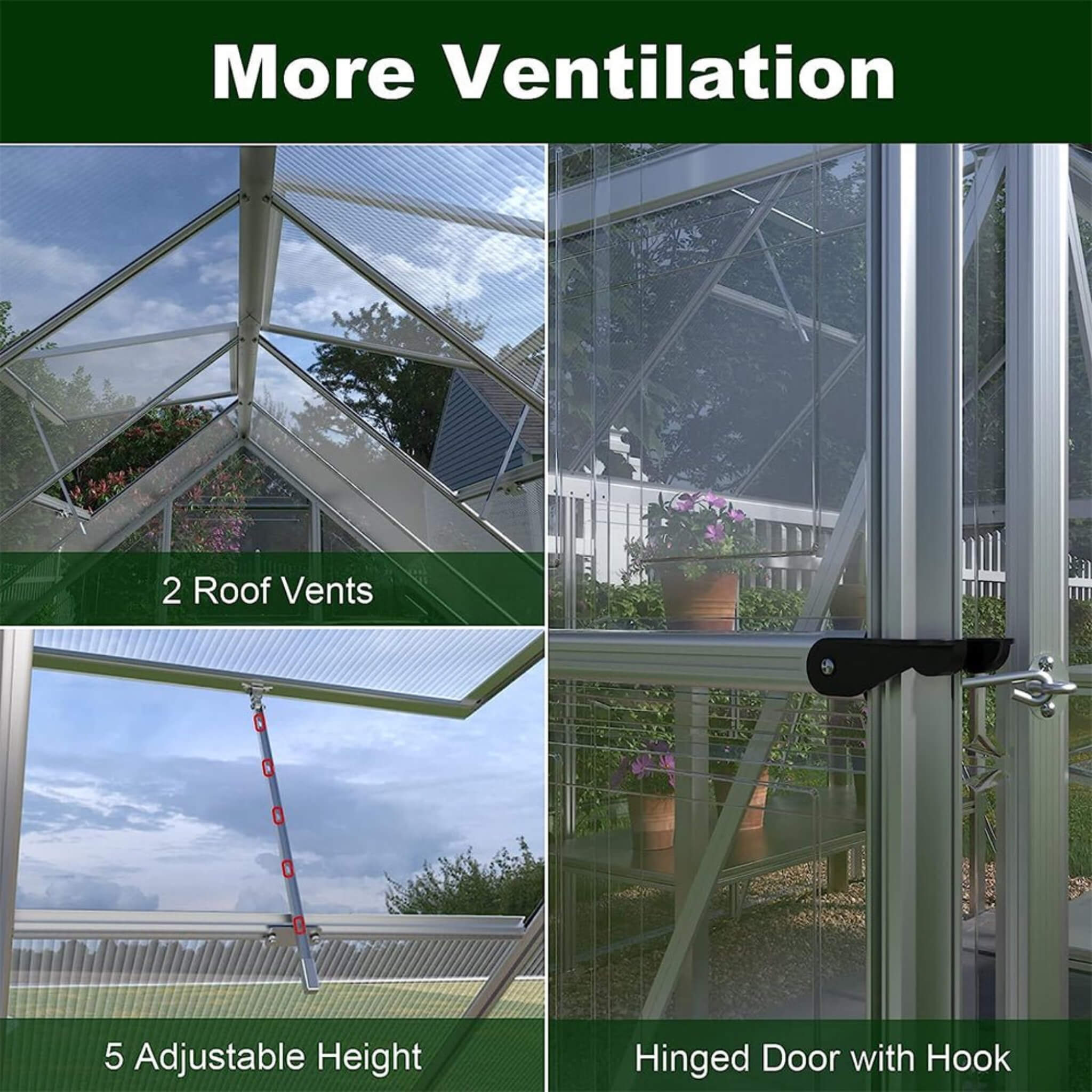 [06X12FT] Heavy-Duty Outdoor Aluminum Polycarbonate Walk-In Greenhouse With Lockable Hinged Door (SAK85247) by SAKSBY WHOLESALE