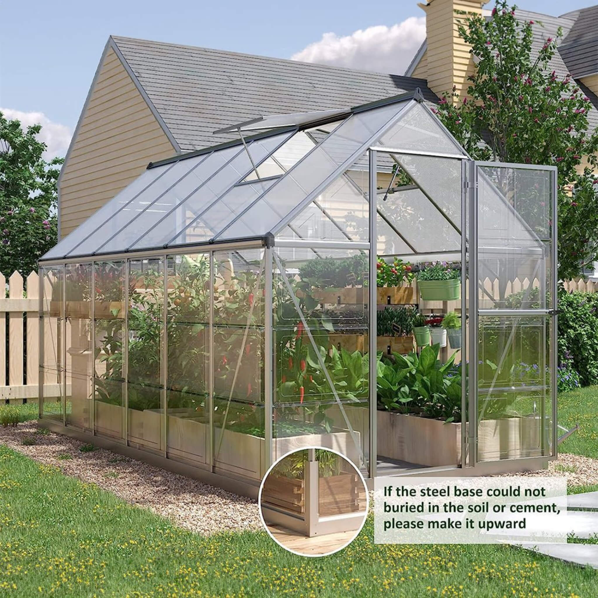 [06X12FT] Heavy-Duty Outdoor Aluminum Polycarbonate Walk-In Greenhouse With Lockable Hinged Door (SAK85247) by SAKSBY WHOLESALE
