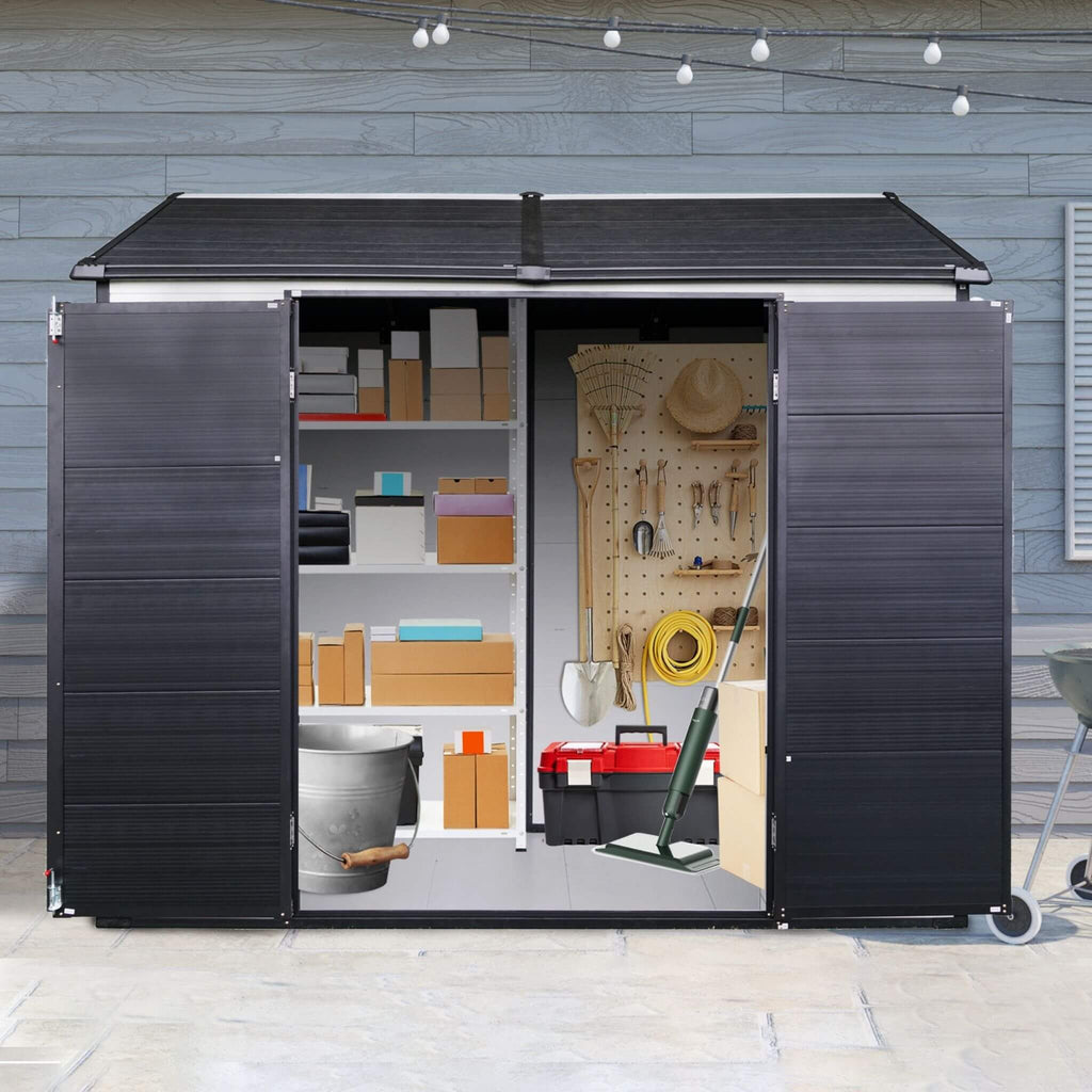 Heavy-Duty All-Weather Resin StorageShed LockableDoors BuiltInFloor | SAKSBY WHOLESALE