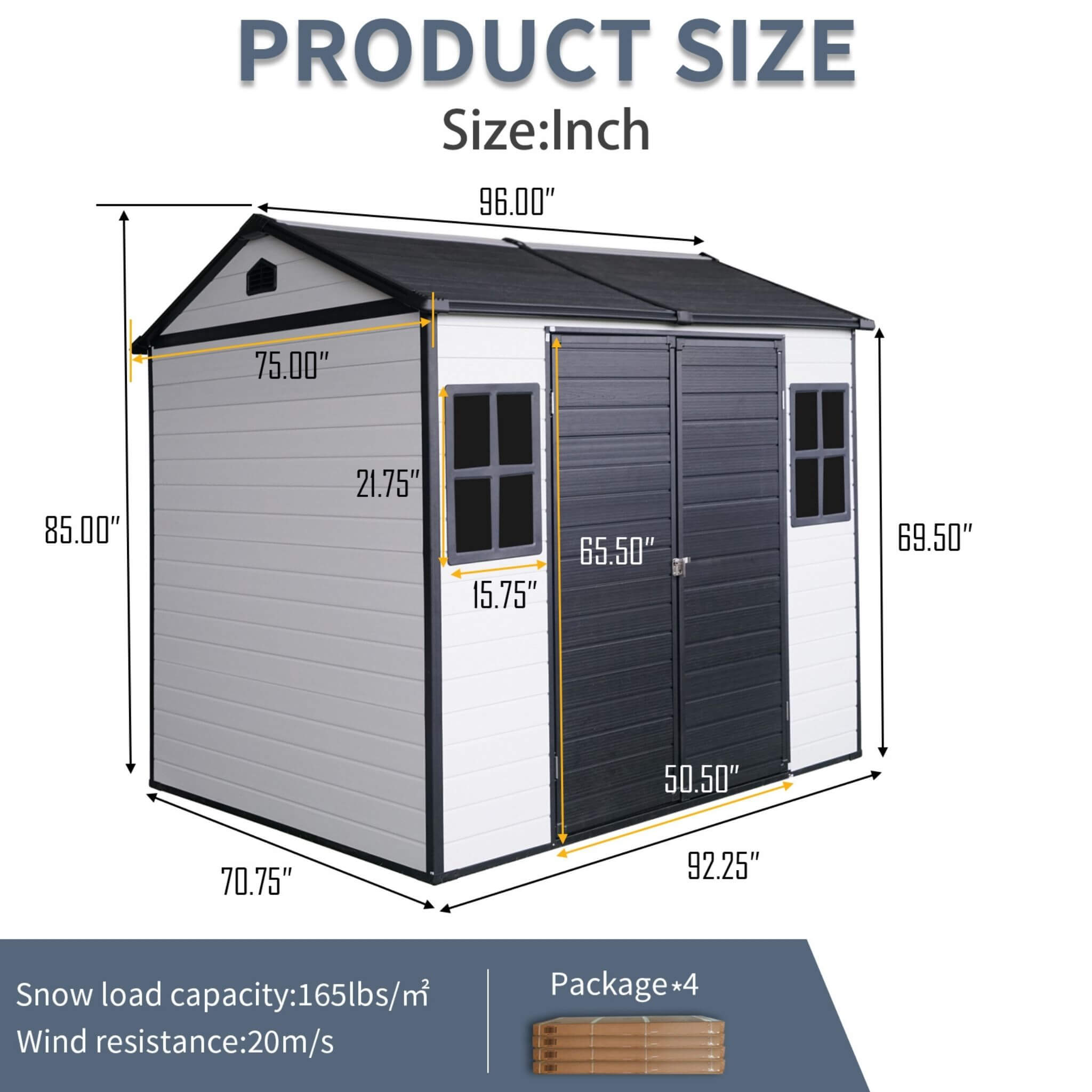 Heavy-Duty All-Weather Resin StorageShed LockableDoors BuiltInFloor | SAKSBY WHOLESALE