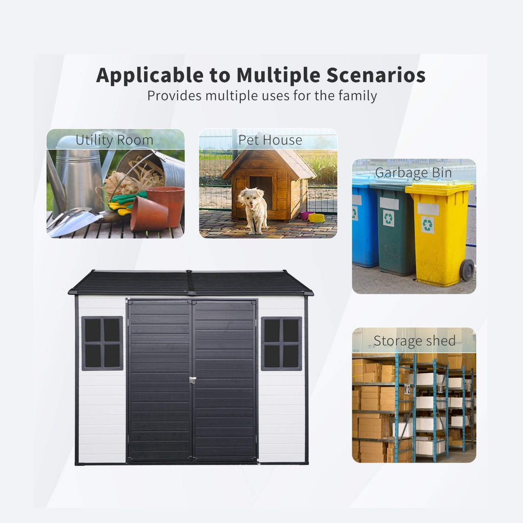 Heavy-Duty All-Weather Resin StorageShed LockableDoors BuiltInFloor | SAKSBY WHOLESALE