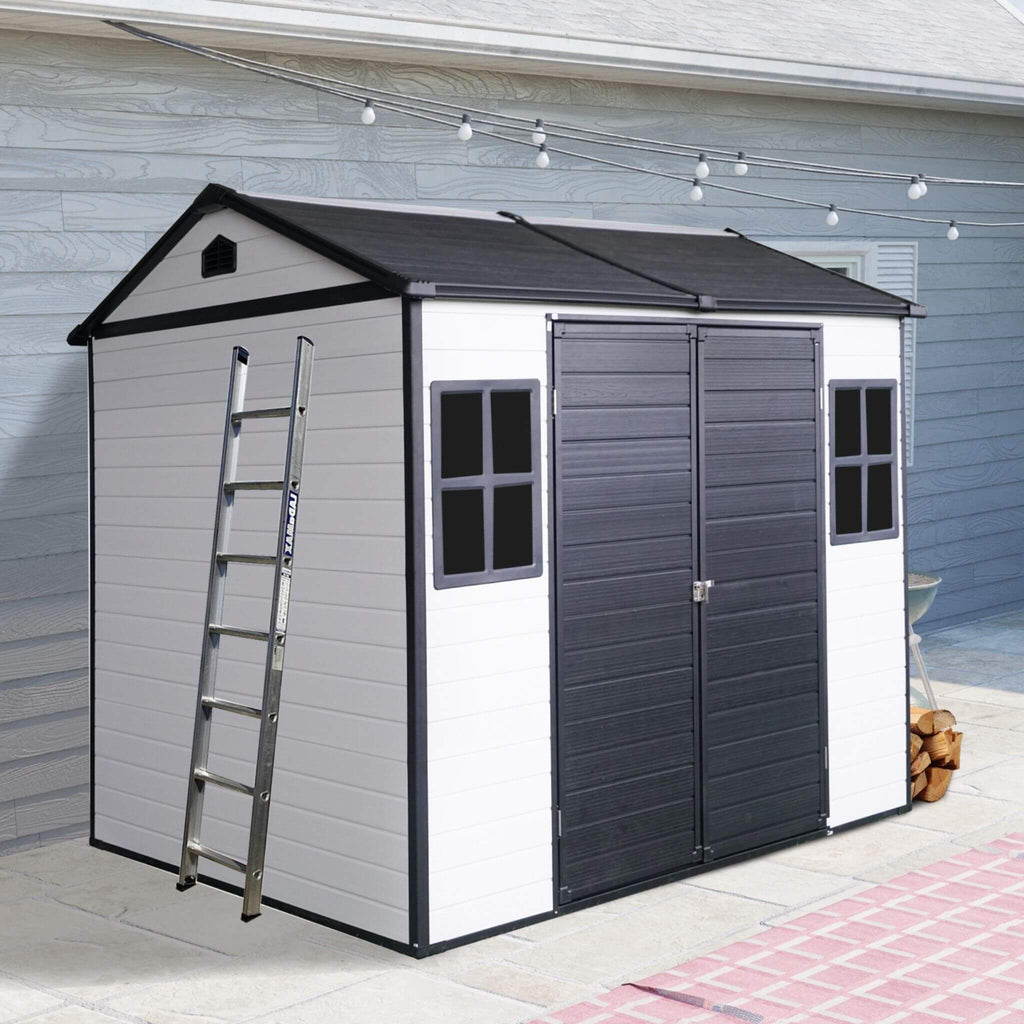 Heavy-Duty All-Weather Resin StorageShed LockableDoors BuiltInFloor | SAKSBY WHOLESALE