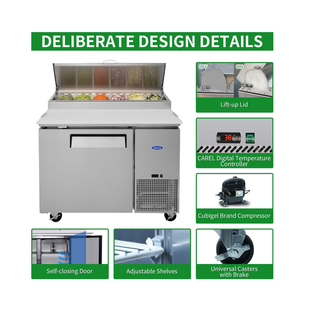 Heavy-Duty Corrosion-Resistant Stainless-Steel Pizza Prep Table | SAKSBY WHOLESALE