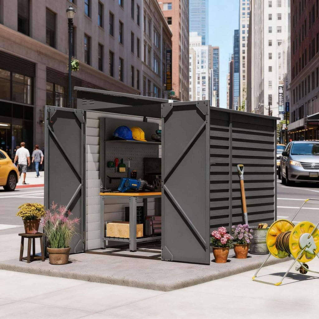 Heavy-Duty Outdoor-Grade Galvanized Lockable-Doors Storage Shed | SAKSBY WHOLESALE