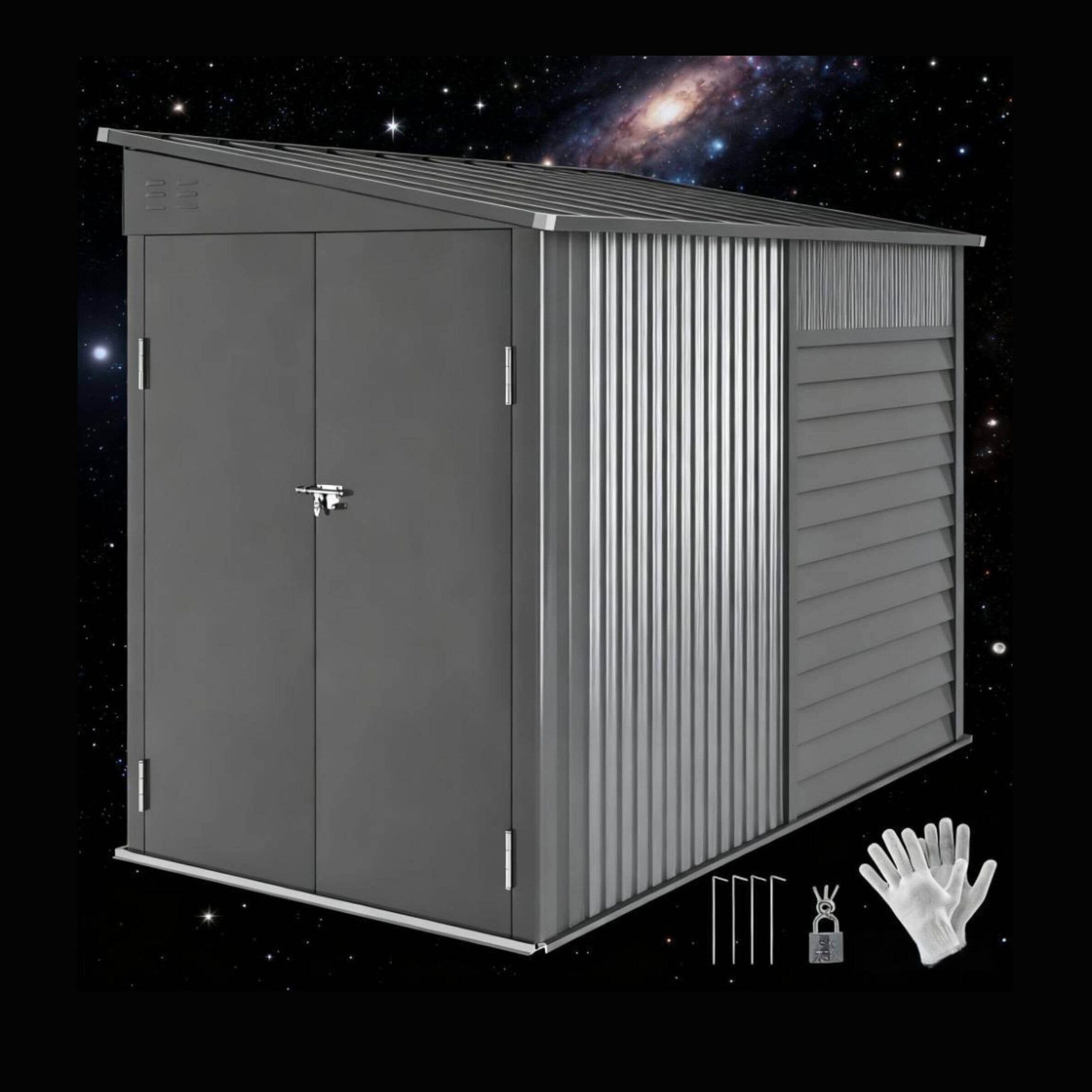 Heavy-Duty Outdoor-Grade Galvanized Lockable-Doors Storage Shed | SAKSBY WHOLESALE