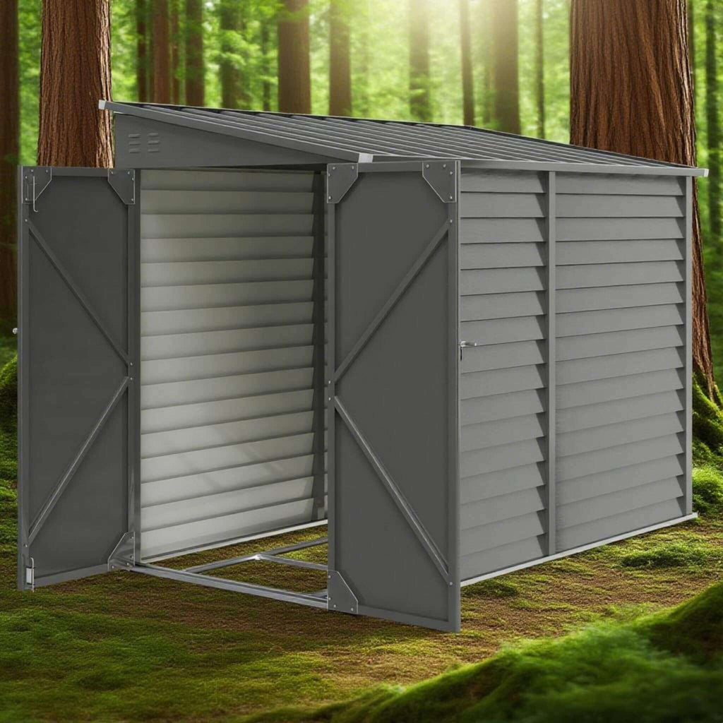 Heavy-Duty Outdoor-Grade Galvanized Lockable-Doors Storage Shed | SAKSBY WHOLESALE