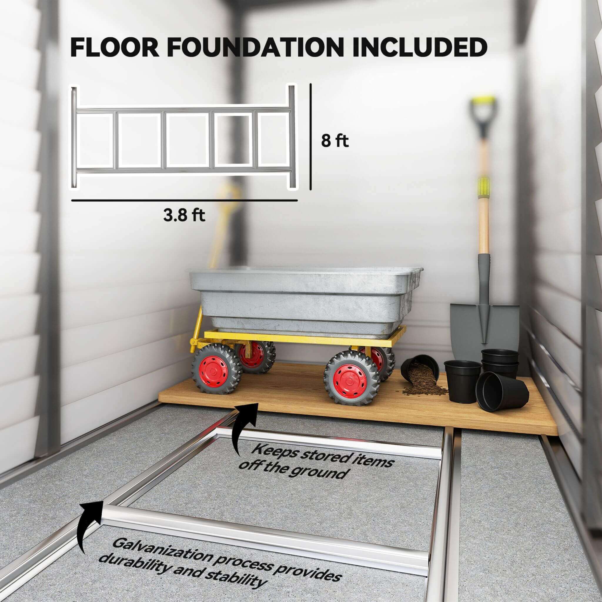 Heavy-Duty Outdoor-Grade Galvanized Lockable-Doors Storage Shed | SAKSBY WHOLESALE