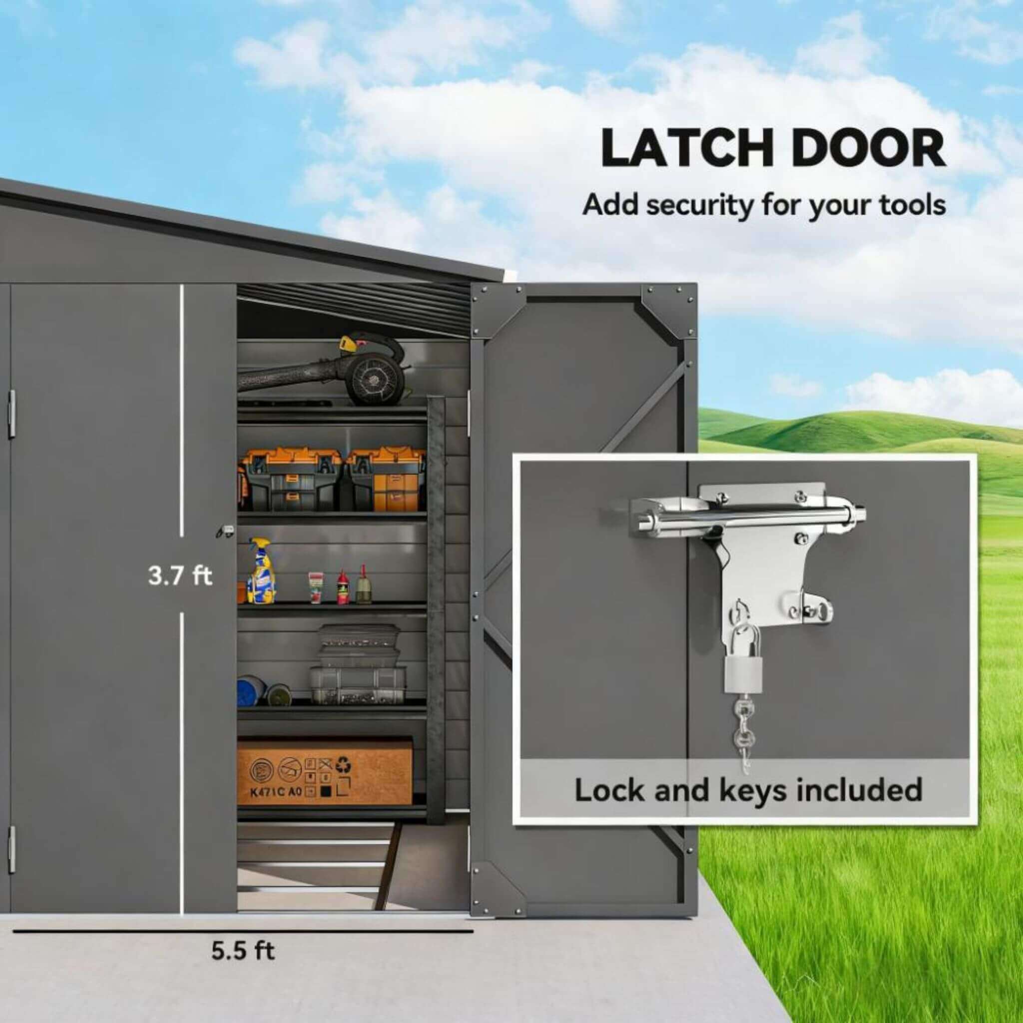 Heavy-Duty Outdoor-Grade Galvanized Lockable-Doors Storage Shed | SAKSBY WHOLESALE