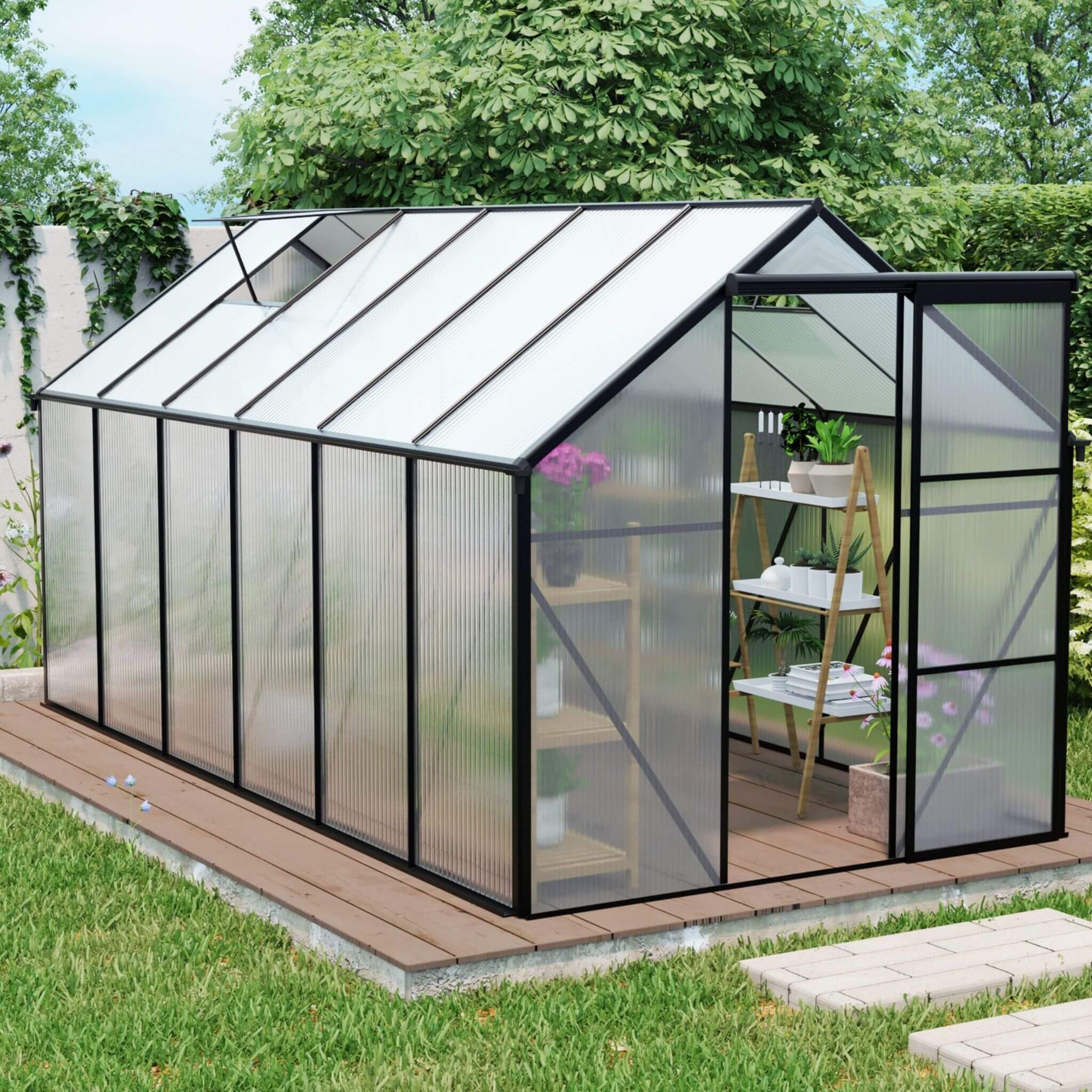 Heavy-Duty Polycarbonate Greenhouse Walk-In Raised-Base | SAKSBY WHOLESALE