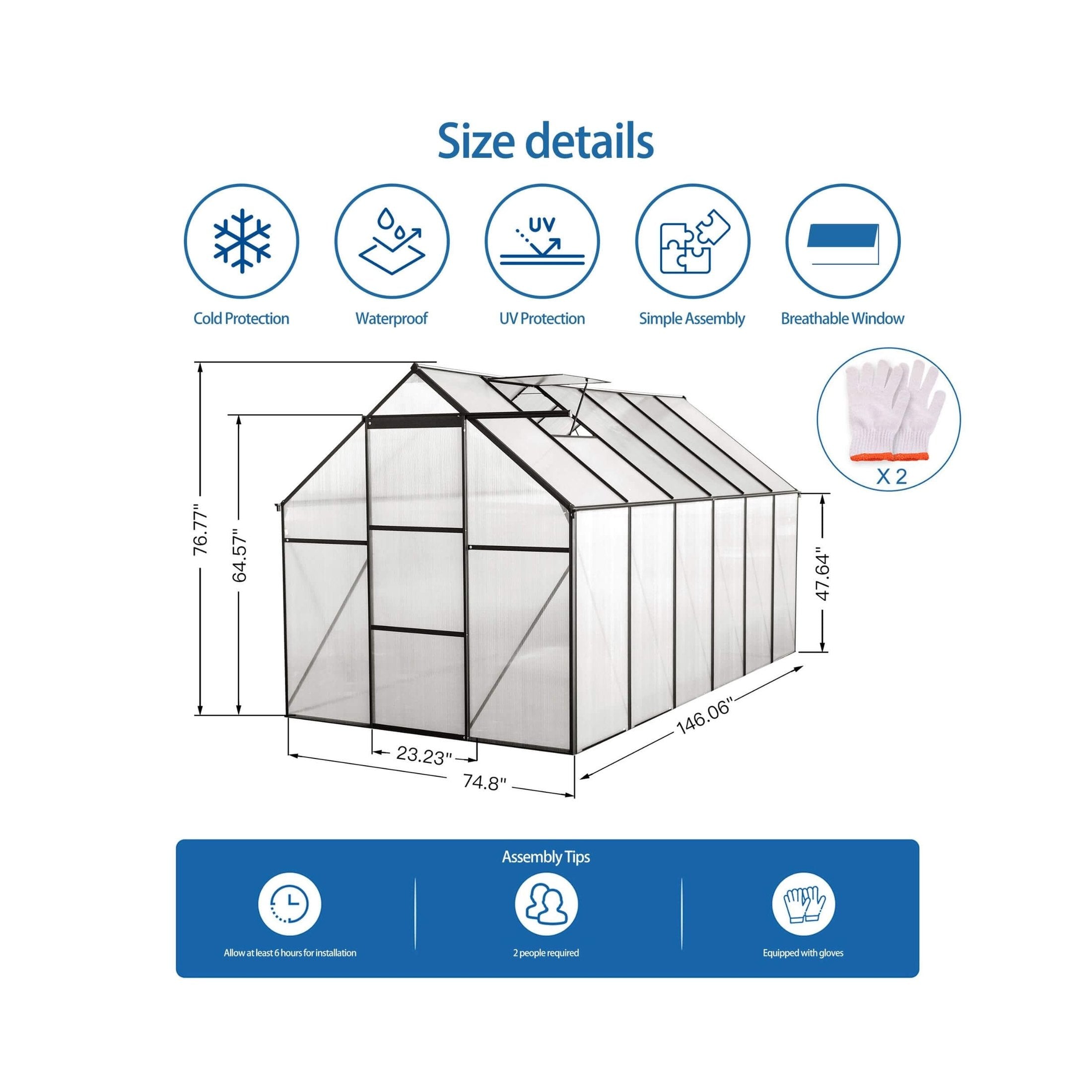 Heavy-Duty Polycarbonate Greenhouse Walk-In Raised-Base | SAKSBY WHOLESALE
