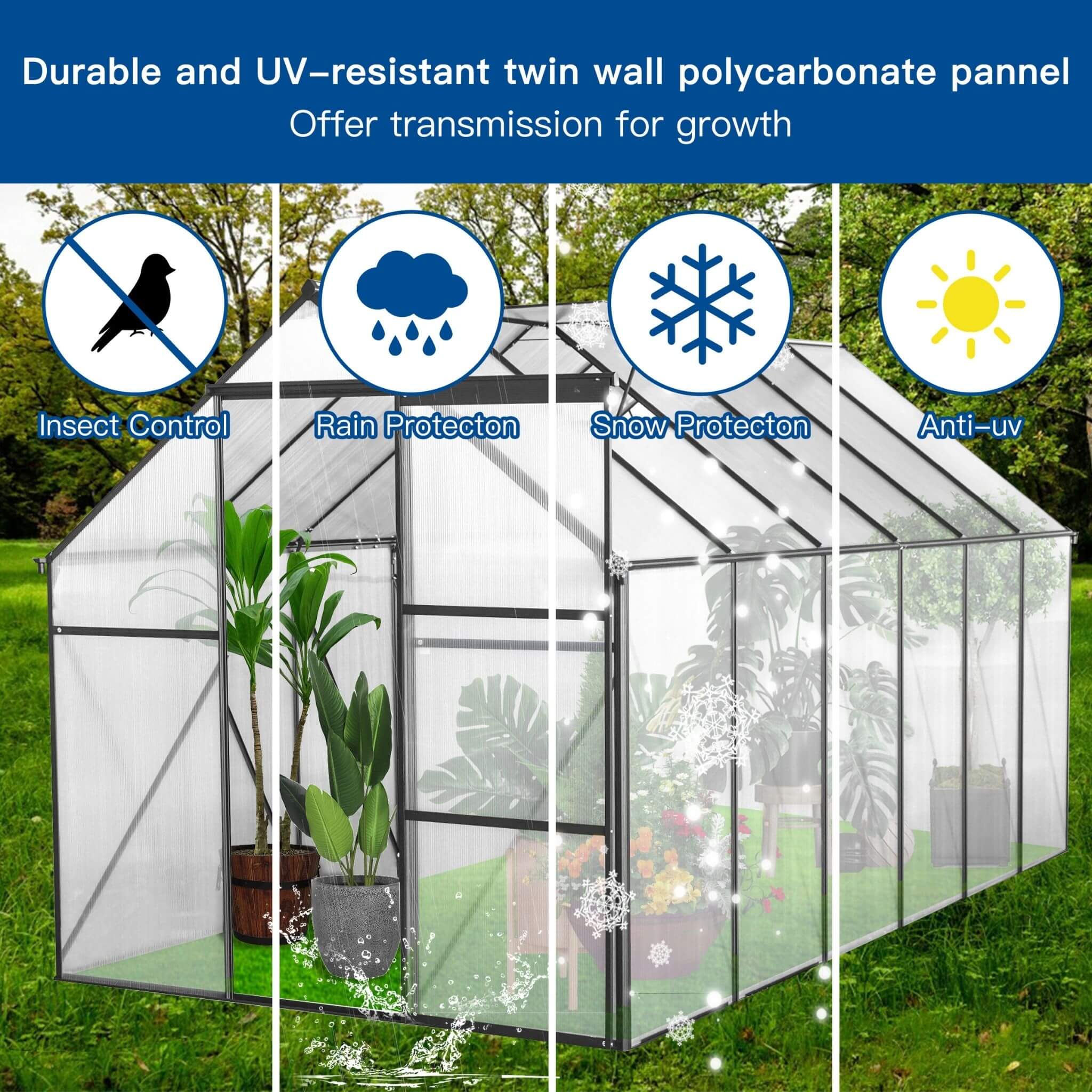 Heavy-Duty Polycarbonate Greenhouse Walk-In Raised-Base | SAKSBY WHOLESALE