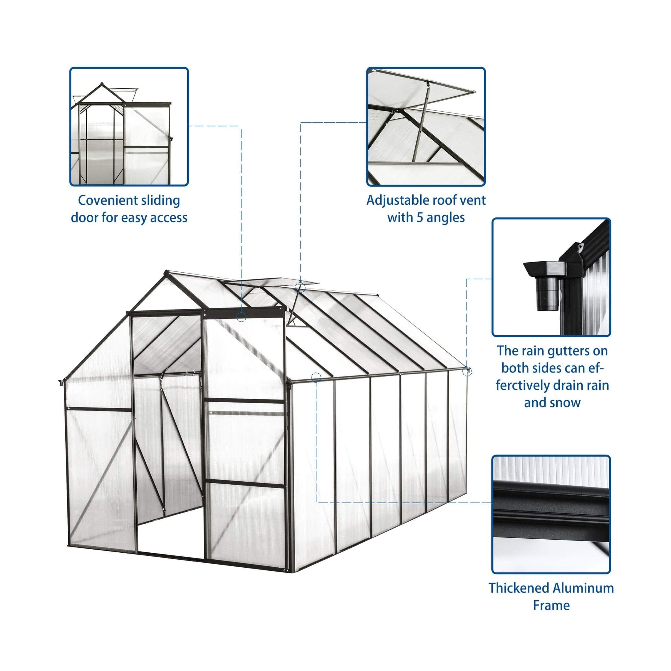 Heavy-Duty Polycarbonate Greenhouse Walk-In Raised-Base | SAKSBY WHOLESALE