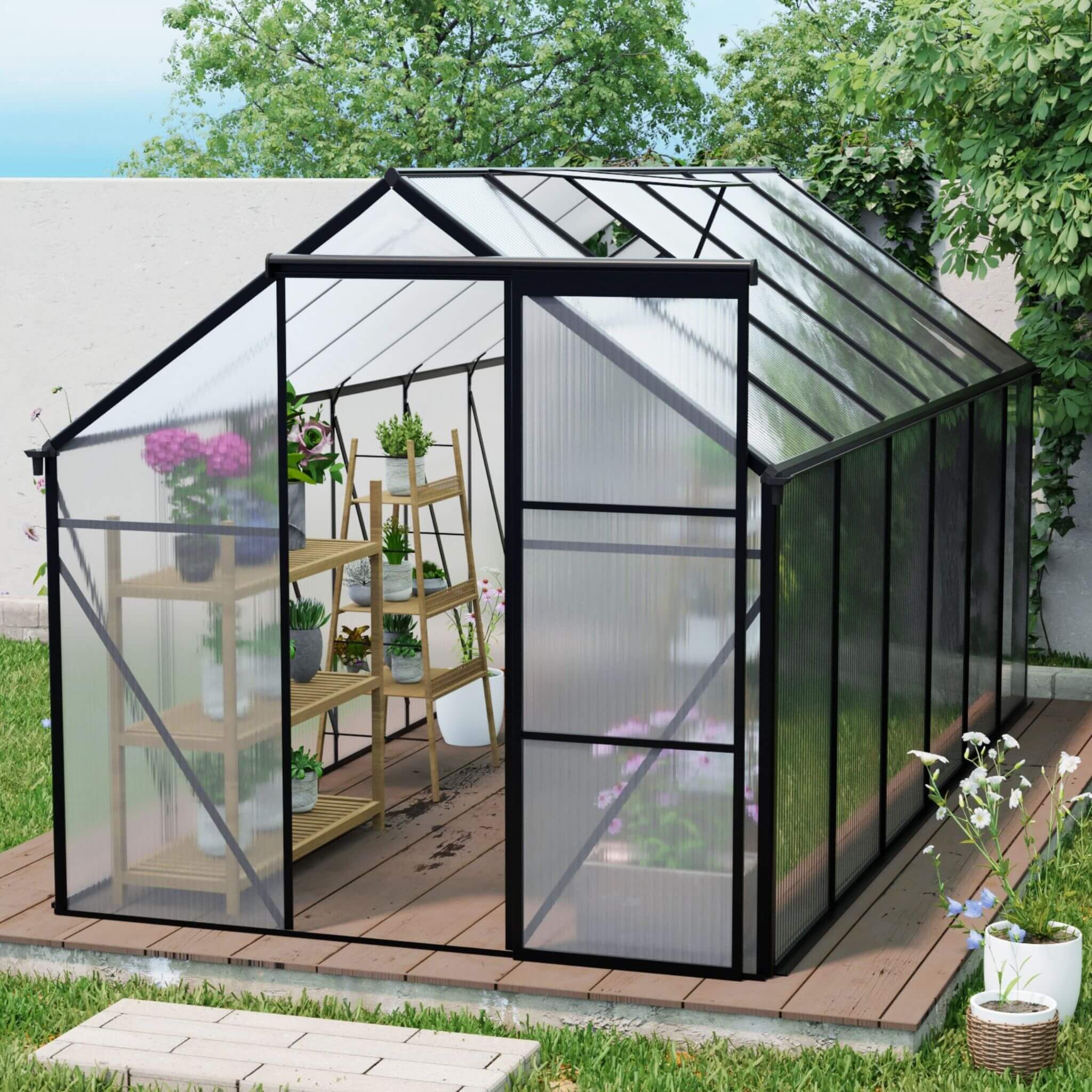 Heavy-Duty Polycarbonate Greenhouse Walk-In Raised-Base | SAKSBY WHOLESALE