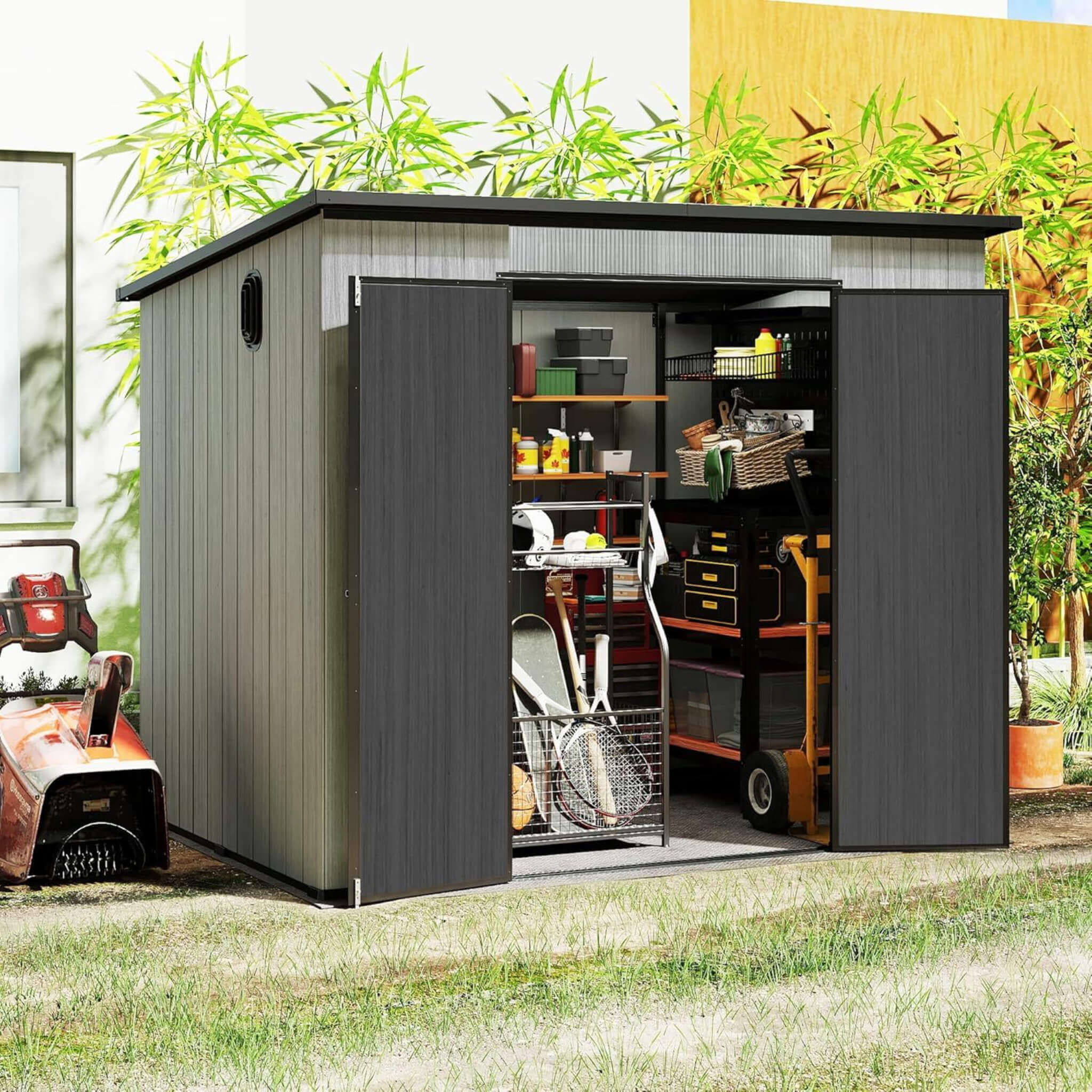 Heavy-Duty Weather-Resistant Lockable Double-Doors Resin Shed | SAKSBY WHOLESALE
