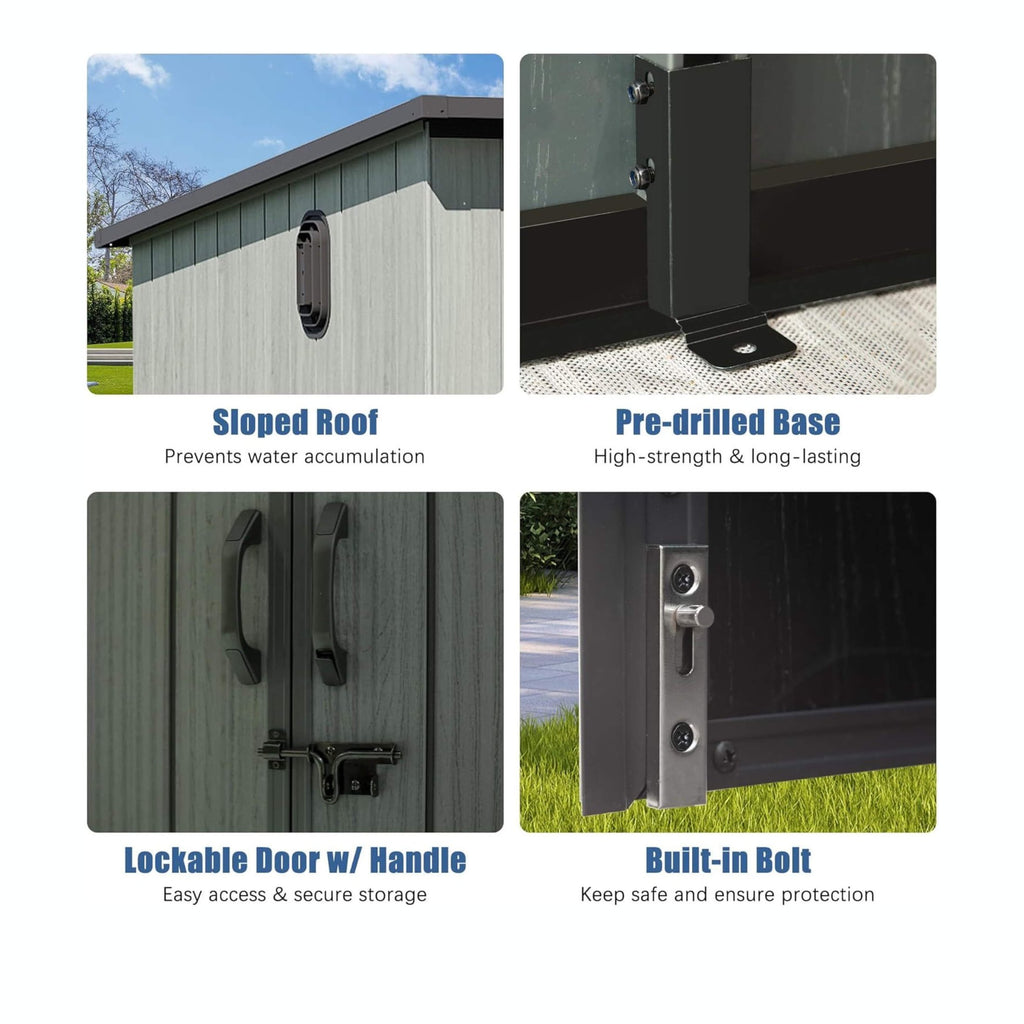 Heavy-Duty Weather-Resistant Lockable Double-Doors Resin Shed | SAKSBY WHOLESALE