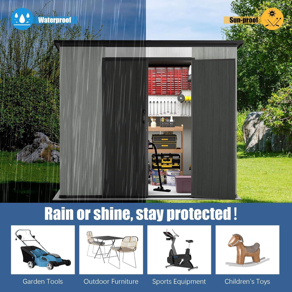 Heavy-Duty Weather-Resistant Lockable Double-Doors Resin Shed | SAKSBY WHOLESALE