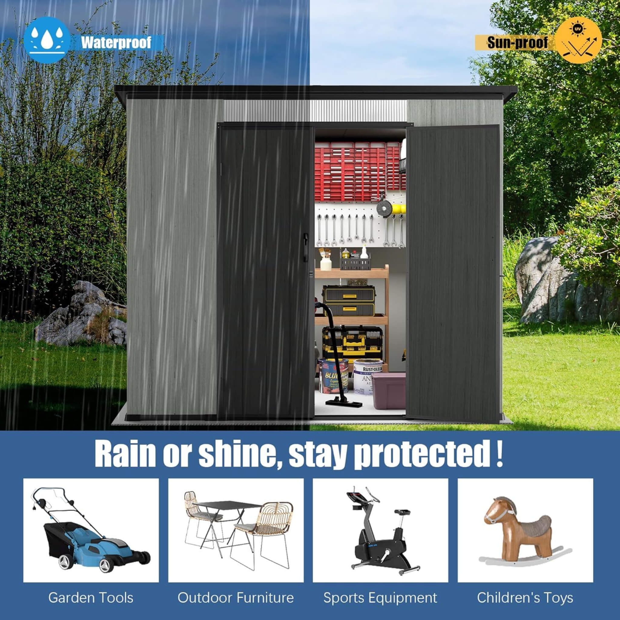 Heavy-Duty Weather-Resistant Lockable Double-Doors Resin Shed | SAKSBY WHOLESALE