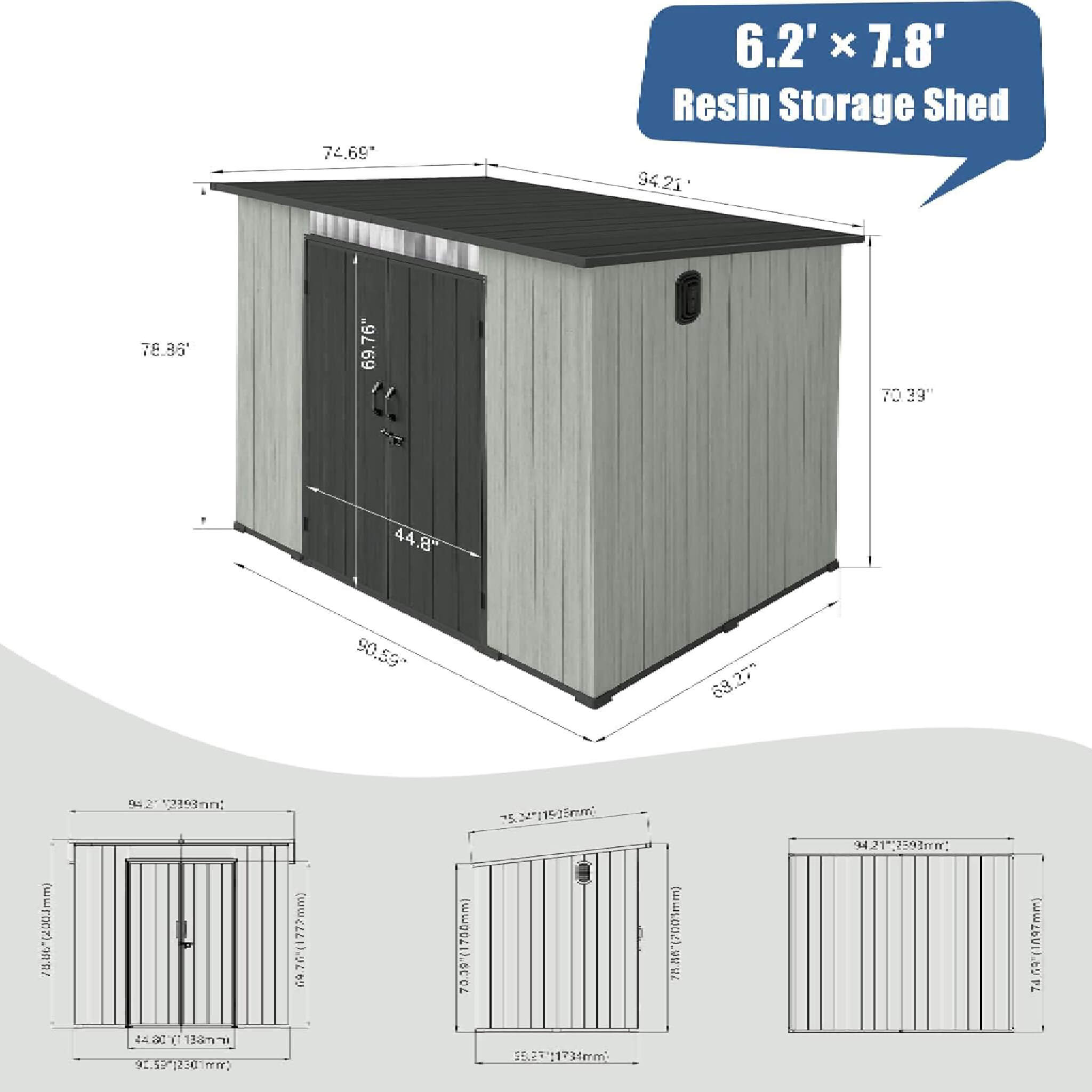Heavy-Duty Weather-Resistant Lockable Double-Doors Resin Shed | SAKSBY WHOLESALE