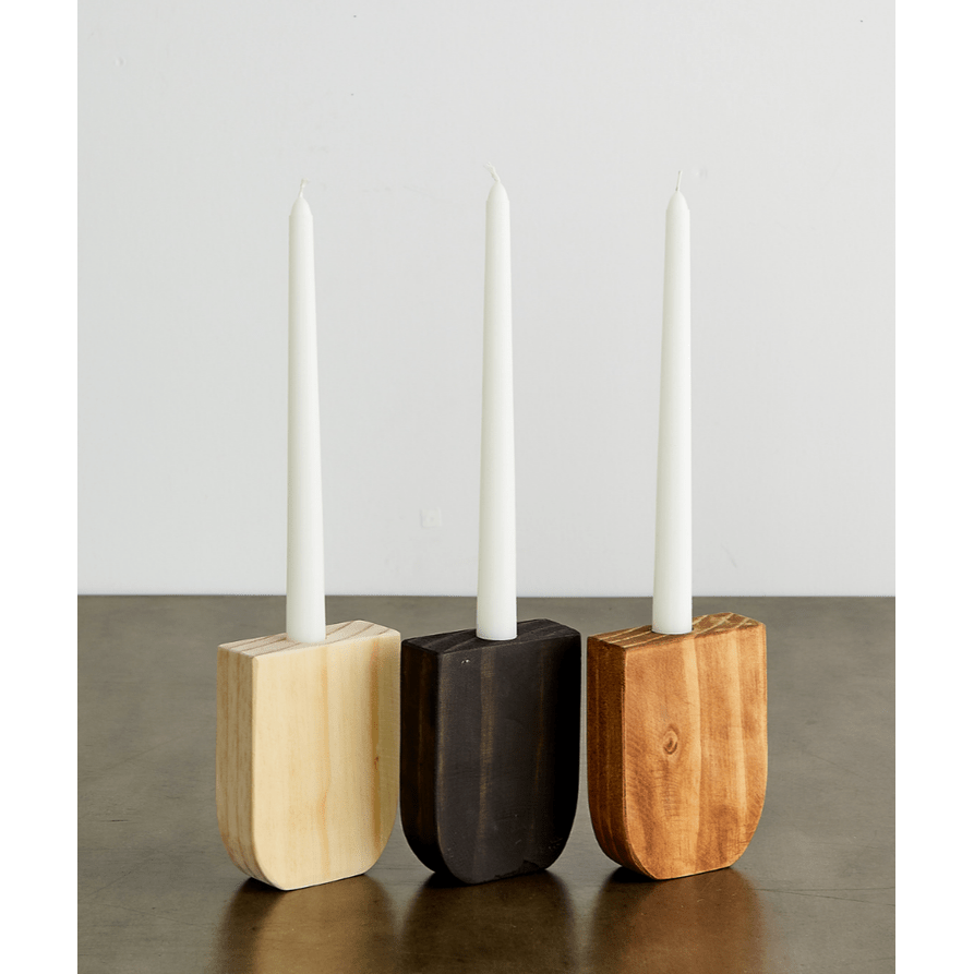 Horseshoe Wooden Pine Taper Candle Holder