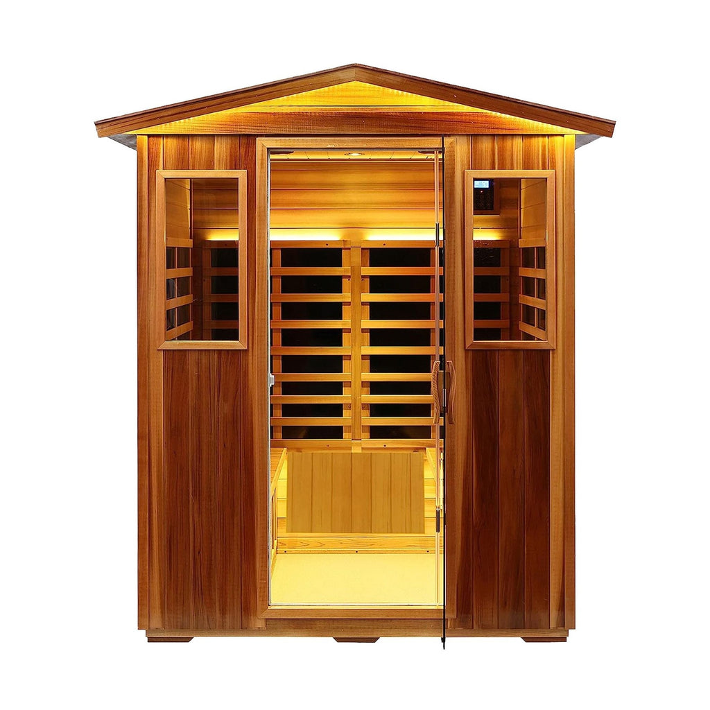 HyperIndustrialGrade UltraPremium Outdoor Infrared Hemlock Sauna | SAKSBY WHOLESALE