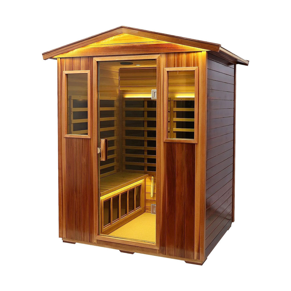 HyperIndustrialGrade UltraPremium Outdoor Infrared Hemlock Sauna | SAKSBY WHOLESALE
