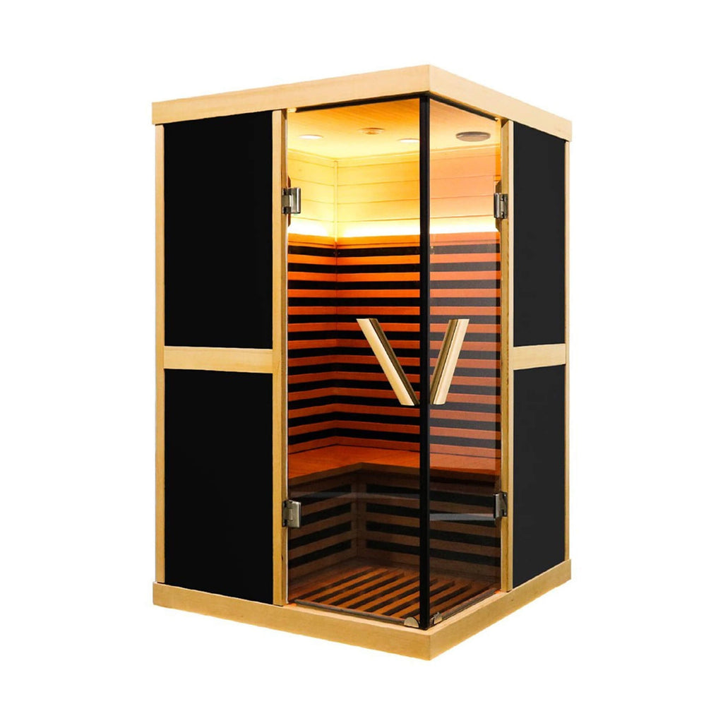 Thermora Premium Large 2-Person V-Shaped FAR Infrared Sauna Room With Double Glass Doors, 1980W (SAK96413) by SAKSBY WHOLESALE