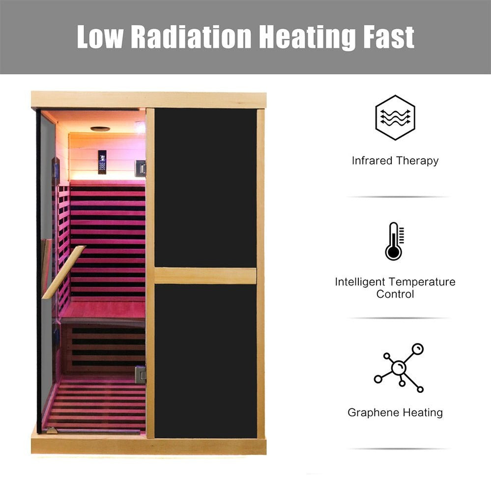 Thermora Premium Large 2-Person V-Shaped FAR Infrared Sauna Room With Double Glass Doors, 1980W (SAK96413) by SAKSBY WHOLESALE