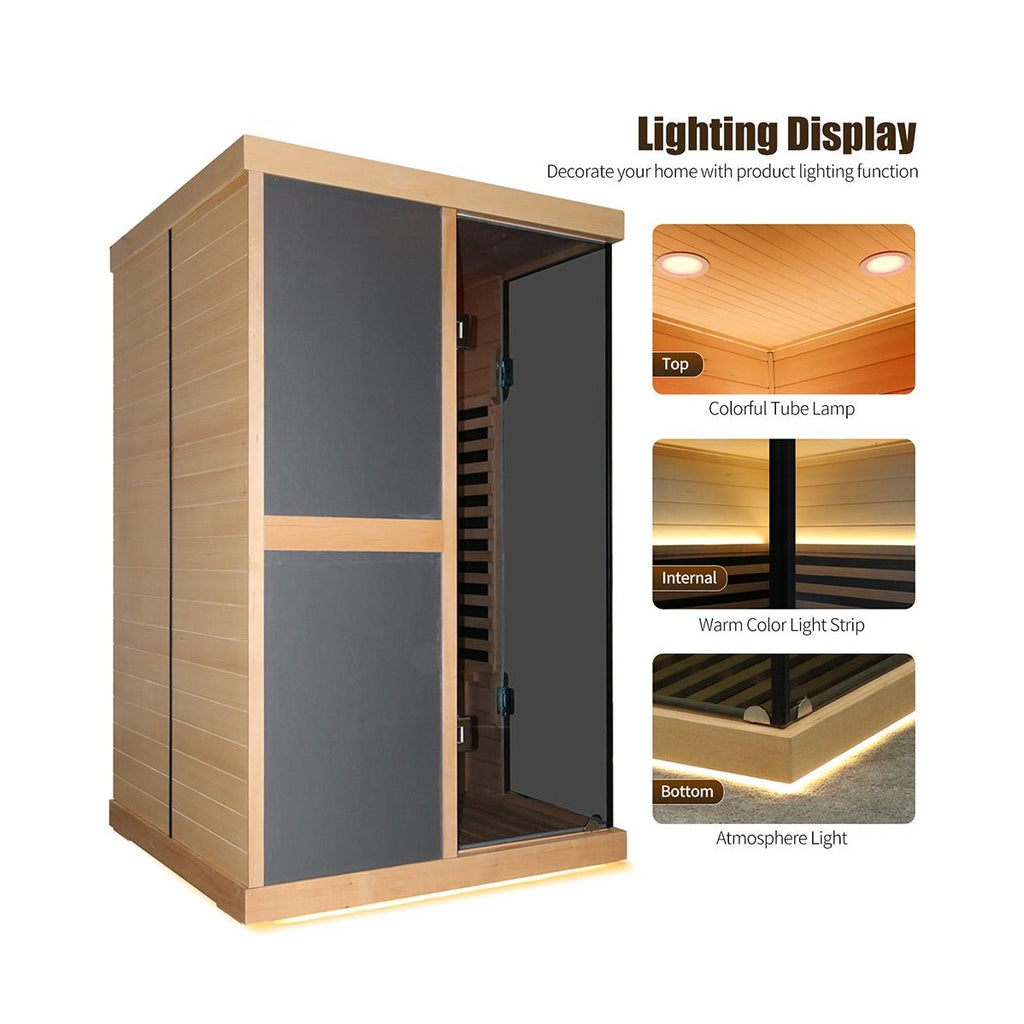 Thermora Premium Large 2-Person V-Shaped FAR Infrared Sauna Room With Double Glass Doors, 1980W (SAK96413) by SAKSBY WHOLESALE