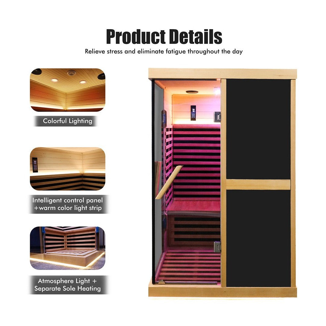 Thermora Premium Large 2-Person V-Shaped FAR Infrared Sauna Room With Double Glass Doors, 1980W (SAK96413) by SAKSBY WHOLESALE