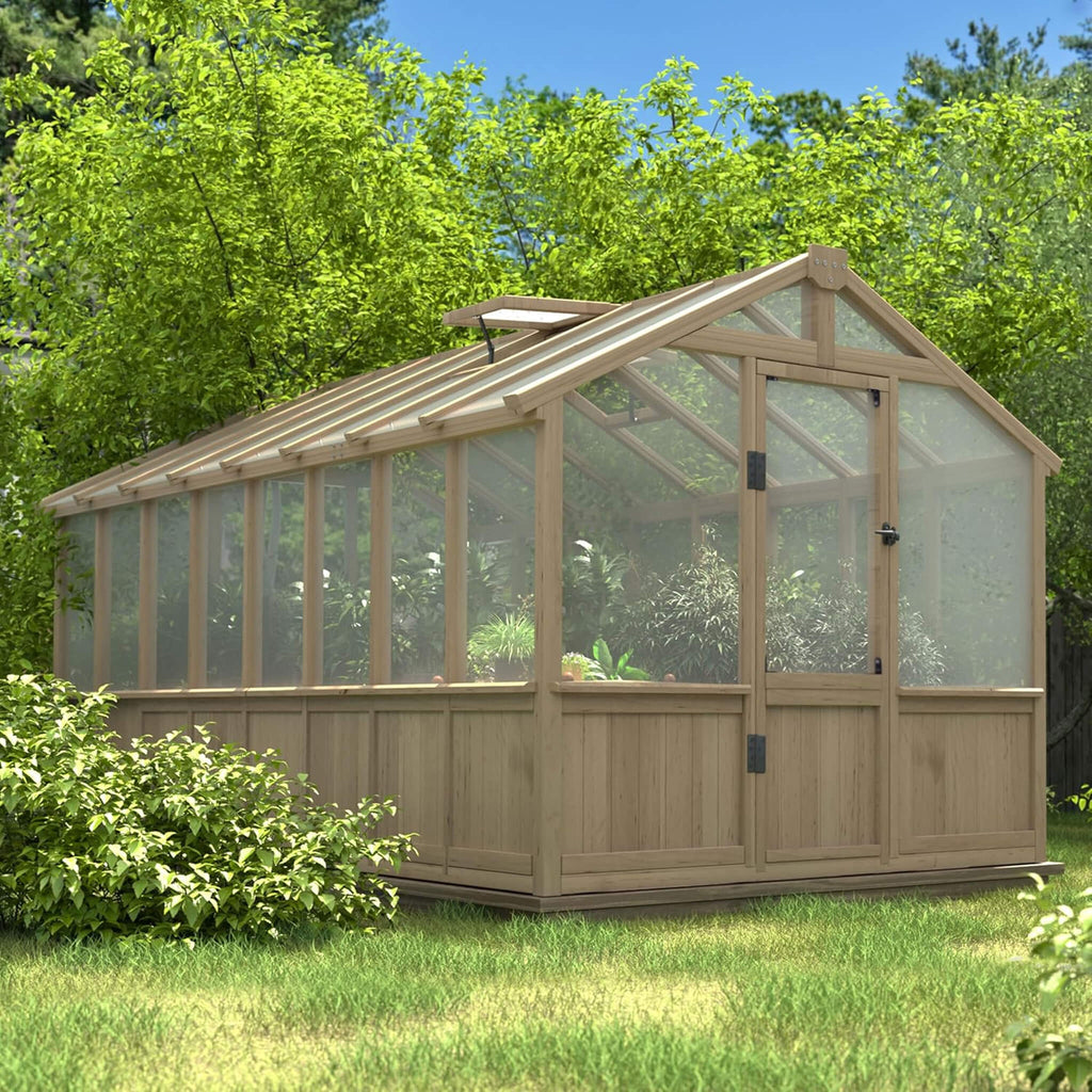 HyperUltraPremiumWeather-Resistant Polycarbonate Wooden Greenhouse With Panels | SAKSBY