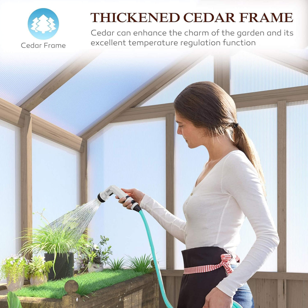 HyperUltraPremiumWeather-Resistant Polycarbonate Wooden Greenhouse With Panels | SAKSBY
