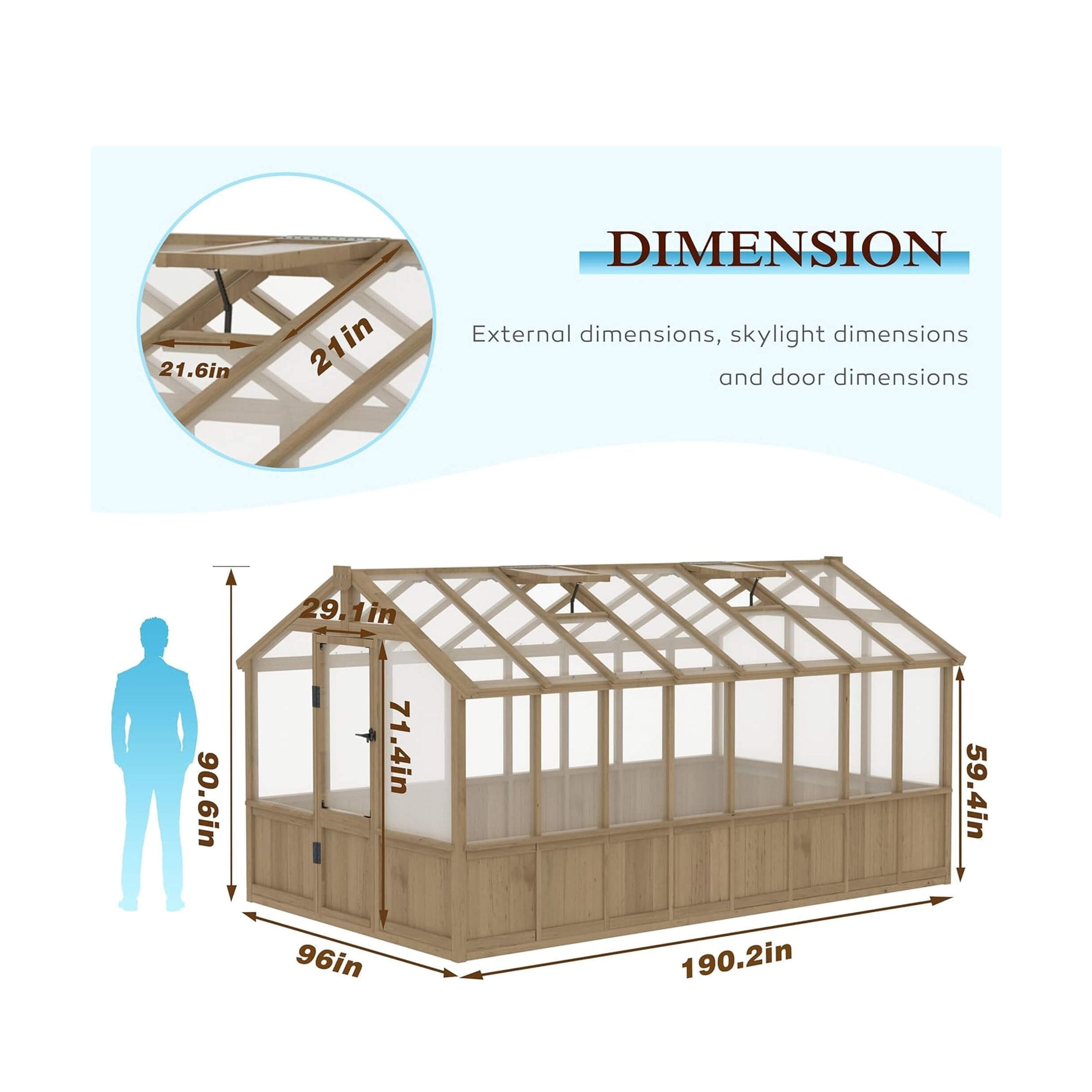 HyperUltraPremiumWeather-Resistant Polycarbonate Wooden Greenhouse With Panels | SAKSBY