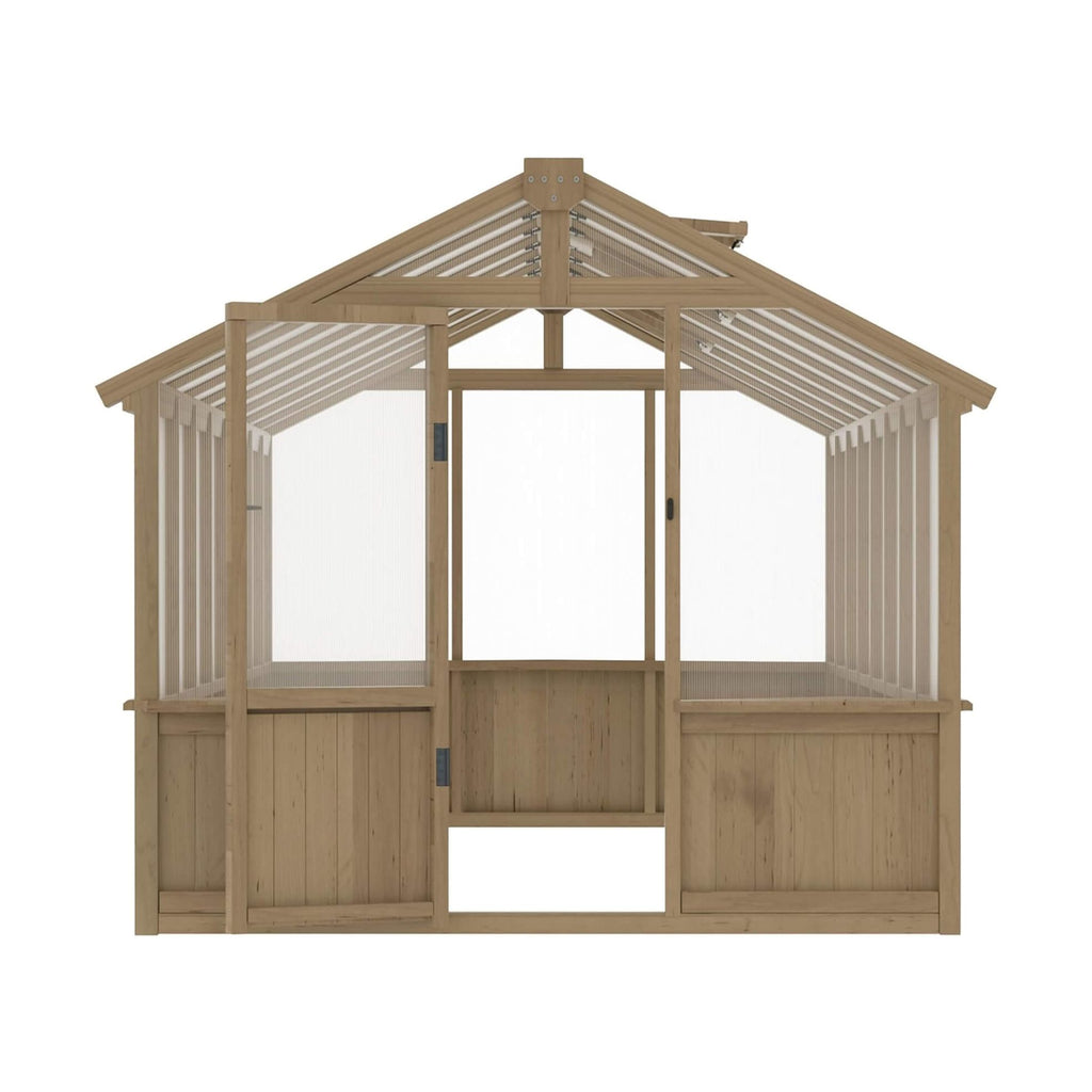 HyperUltraPremiumWeather-Resistant Polycarbonate Wooden Greenhouse With Panels | SAKSBY