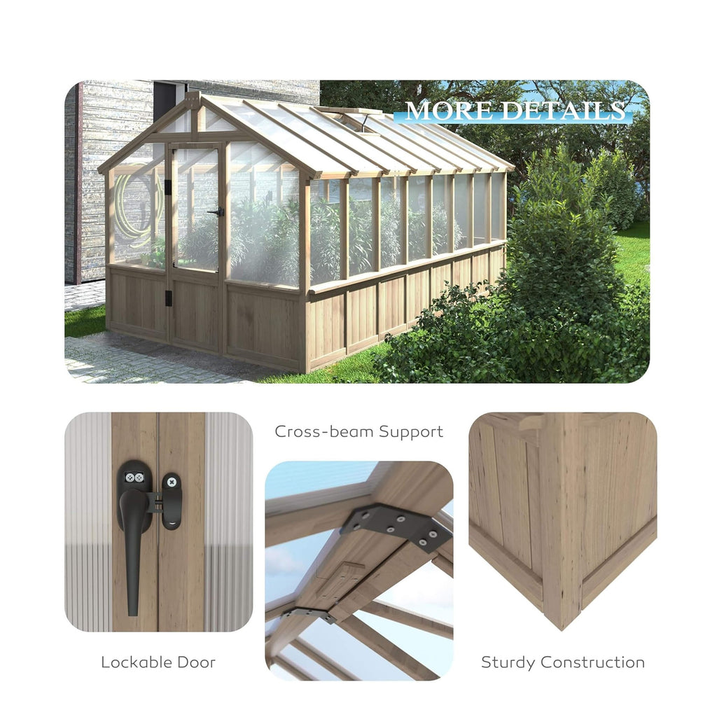 HyperUltraPremiumWeather-Resistant Polycarbonate Wooden Greenhouse With Panels | SAKSBY