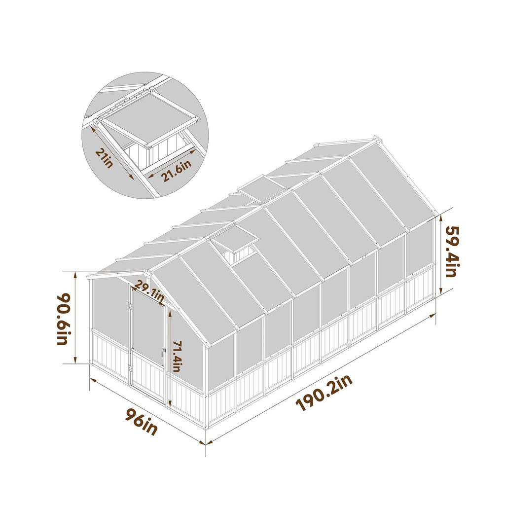 HyperUltraPremiumWeather-Resistant Polycarbonate Wooden Greenhouse With Panels | SAKSBY