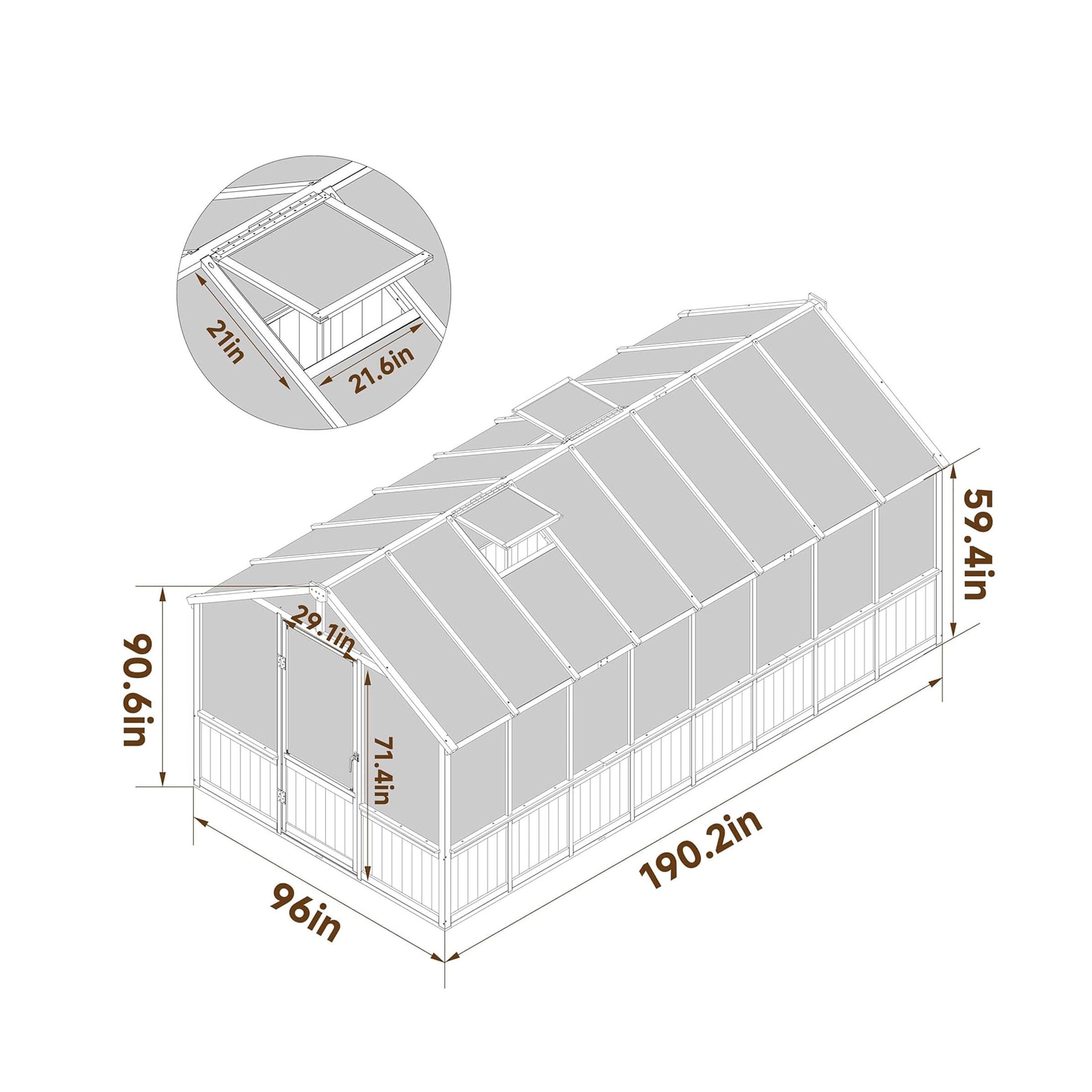 HyperUltraPremiumWeather-Resistant Polycarbonate Wooden Greenhouse With Panels | SAKSBY