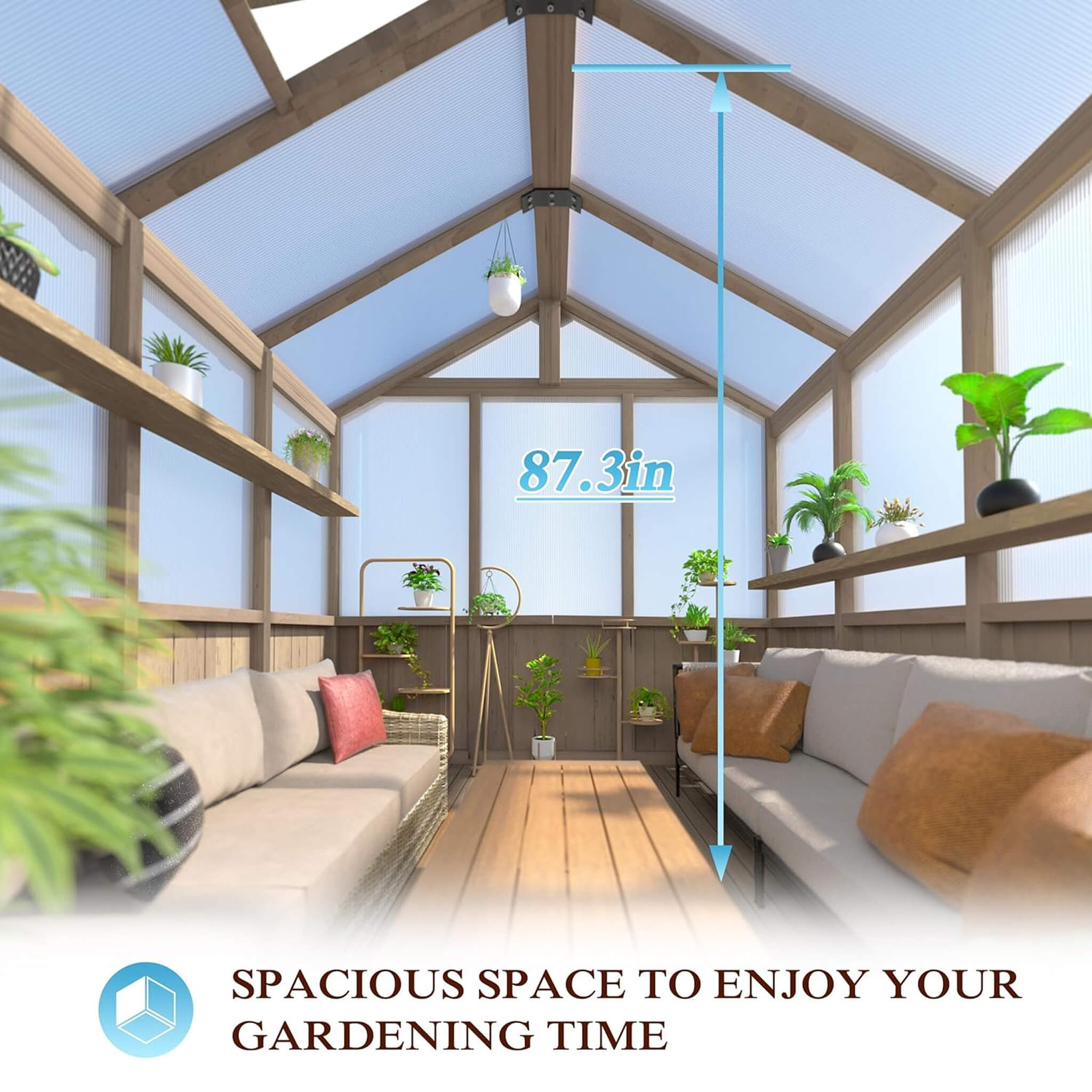 HyperUltraPremiumWeather-Resistant Polycarbonate Wooden Greenhouse With Panels | SAKSBY