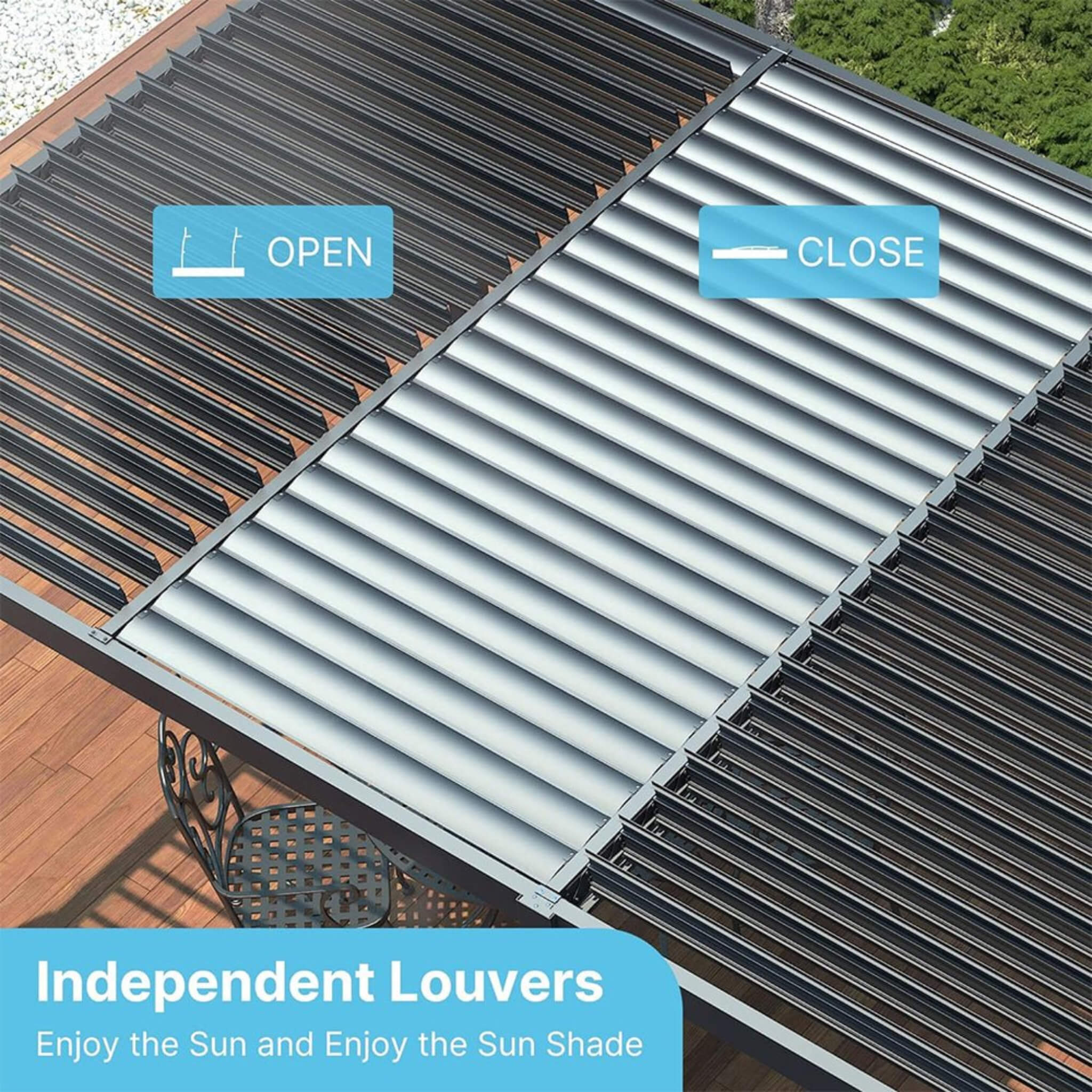 [10X19FT] Alora Premium Full Aluminum Patio Outdoor Louvered Pergola With Adjustable Hardtop Roof (SAK86352) by SAKSBY WHOLESALE