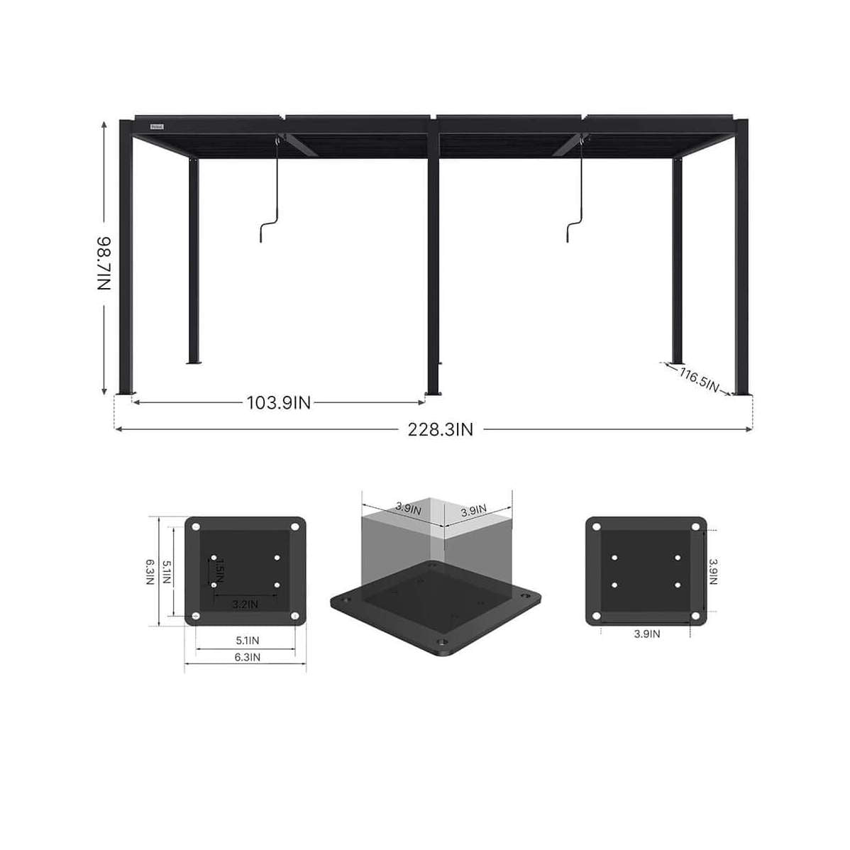 [10X19FT] Alora Premium Full Aluminum Patio Outdoor Louvered Pergola With Adjustable Hardtop Roof (SAK86352) by SAKSBY WHOLESALE