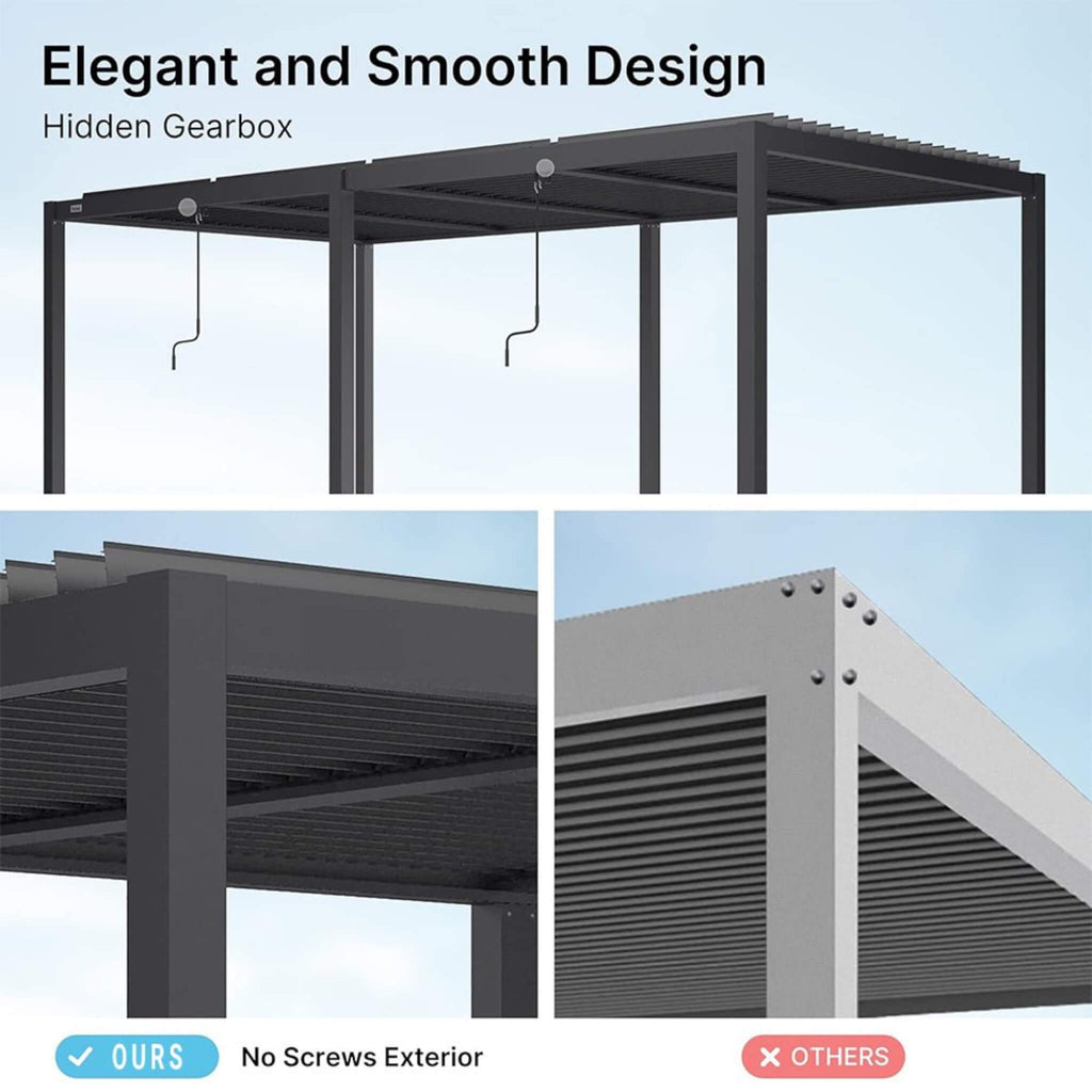 [10X19FT] Alora Premium Full Aluminum Patio Outdoor Louvered Pergola With Adjustable Hardtop Roof (SAK86352) by SAKSBY WHOLESALE