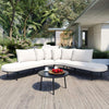 Alora Premium Half- Moon 6-Person Curved All-Weather Outdoor Furniture Sofa Patio Set With Coffee Table And Cushions (SAK76332) by SAKSBY WHOLESALE