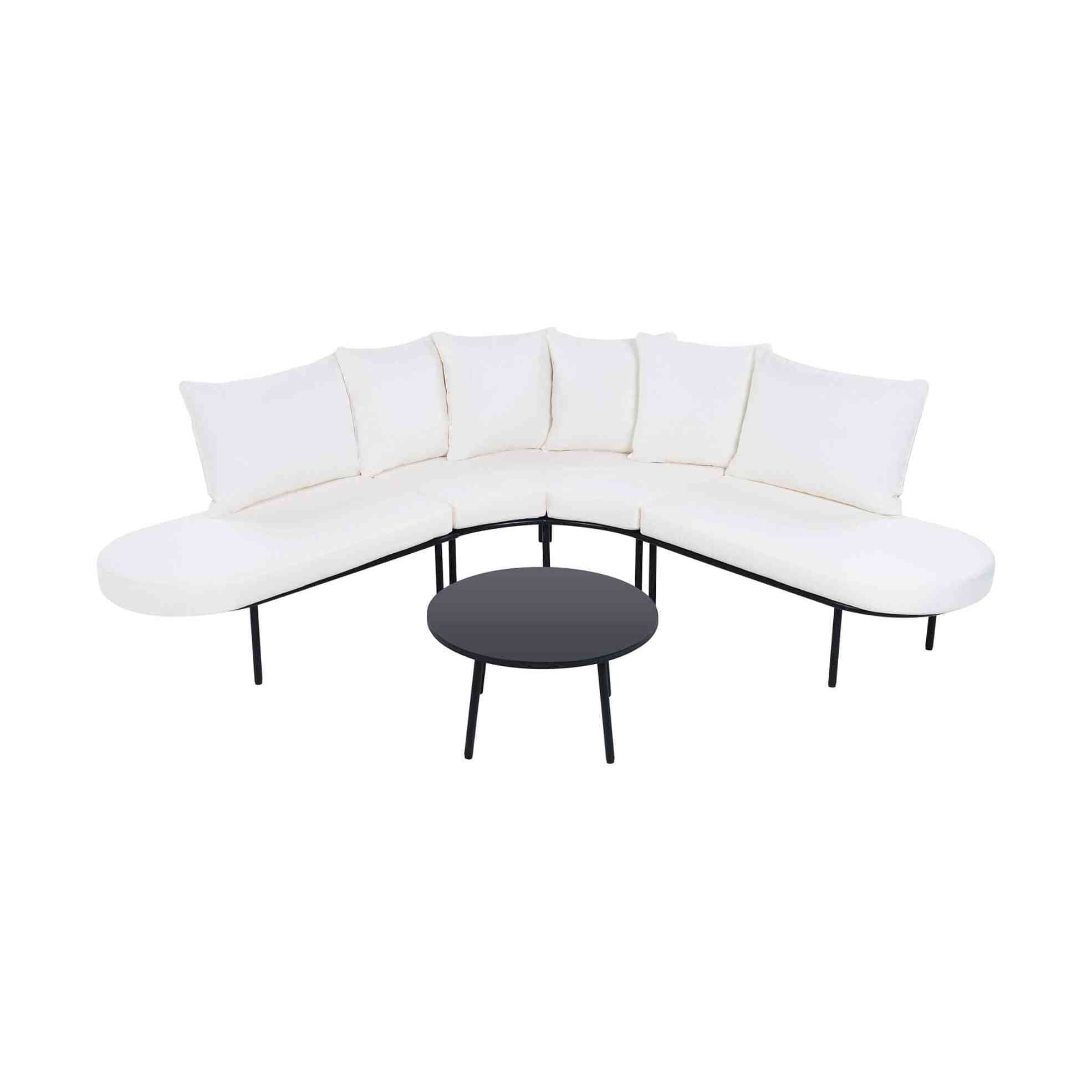 Alora Premium Half- Moon 6-Person Curved All-Weather Outdoor Furniture Sofa Patio Set With Coffee Table And Cushions (SAK76332) by SAKSBY WHOLESALE