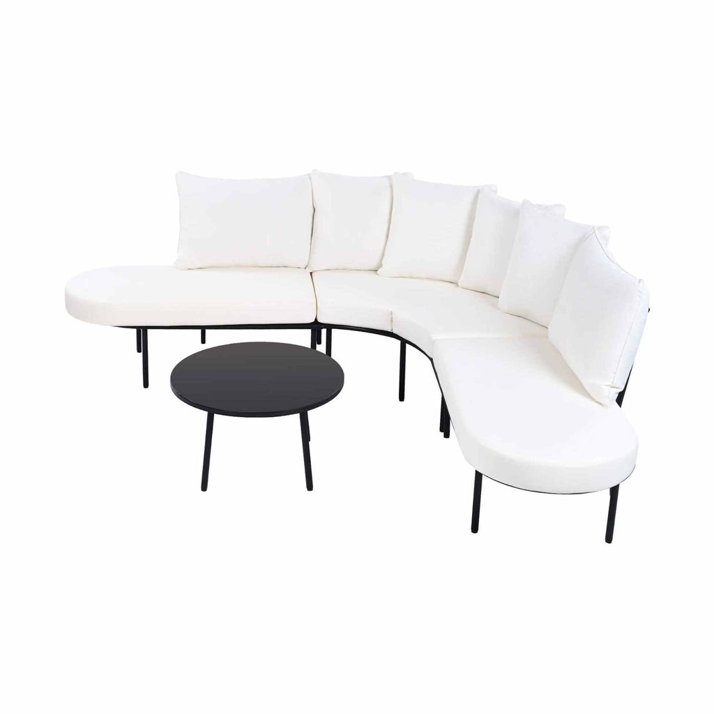Alora Premium Half- Moon 6-Person Curved All-Weather Outdoor Furniture Sofa Patio Set With Coffee Table And Cushions (SAK76332) by SAKSBY WHOLESALE