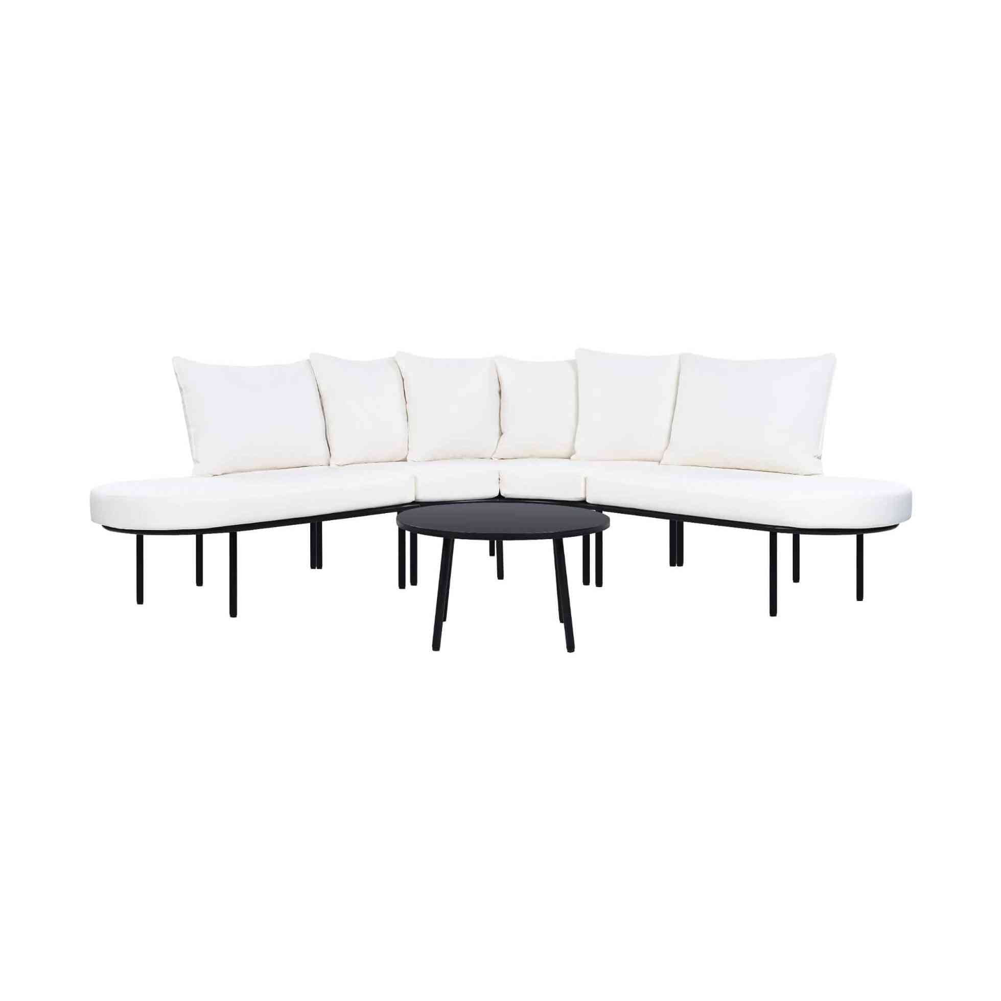 Alora Premium Half- Moon 6-Person Curved All-Weather Outdoor Furniture Sofa Patio Set With Coffee Table And Cushions (SAK76332) by SAKSBY WHOLESALE