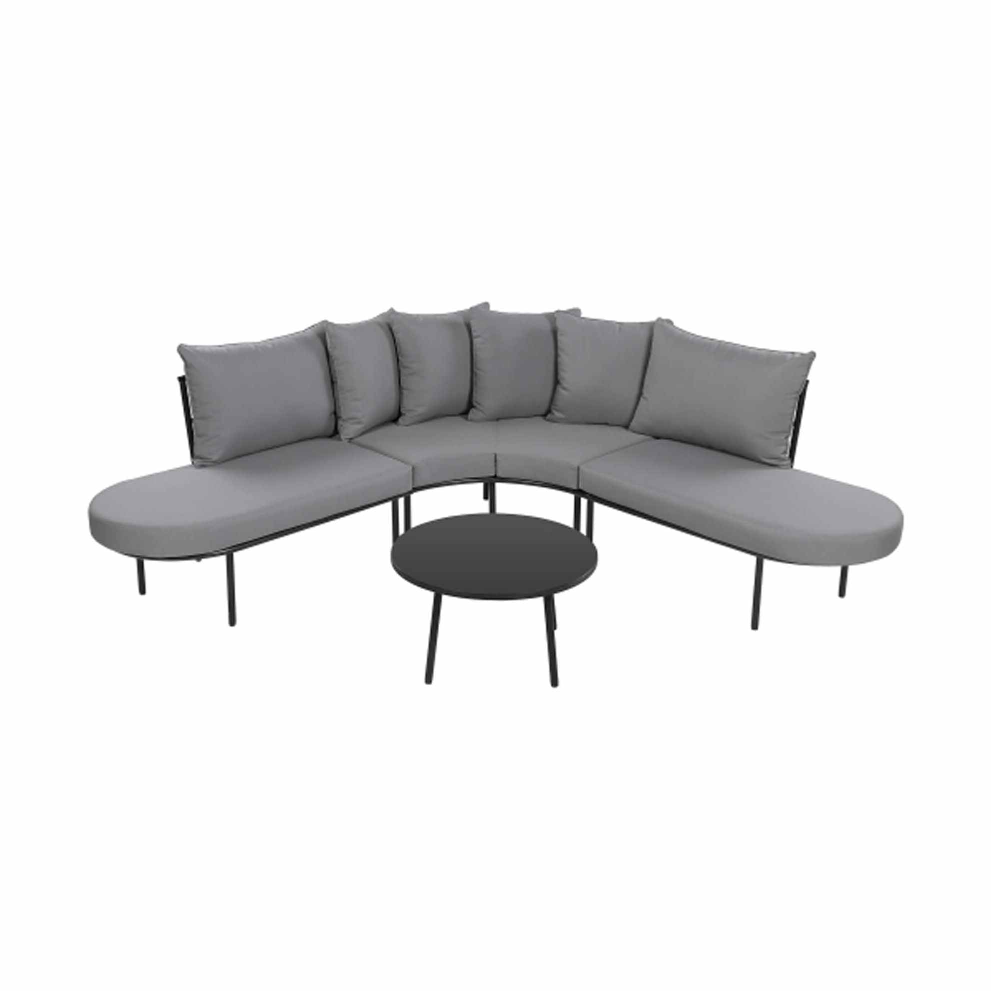Alora Premium Half- Moon 6-Person Curved All-Weather Outdoor Furniture Sofa Patio Set With Coffee Table And Cushions (SAK76332) by SAKSBY WHOLESALE