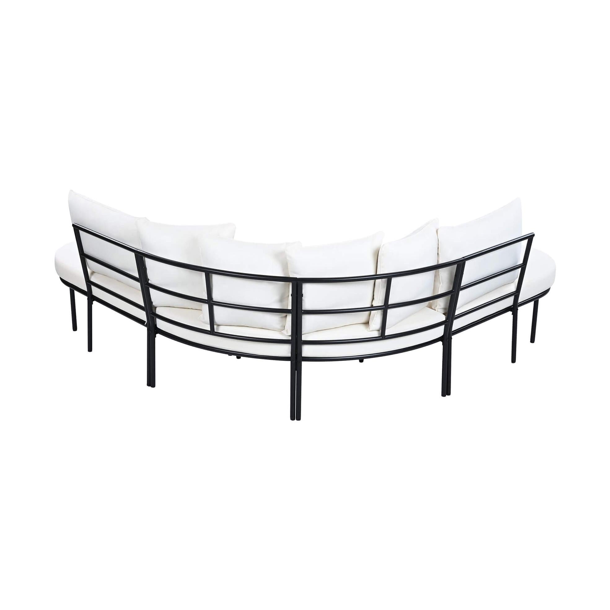 Alora Premium Half- Moon 6-Person Curved All-Weather Outdoor Furniture Sofa Patio Set With Coffee Table And Cushions (SAK76332) by SAKSBY WHOLESALE