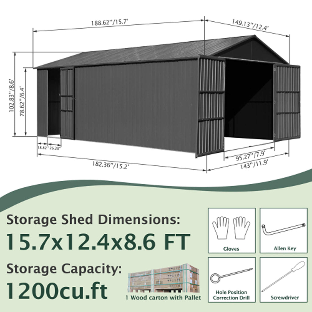 Hyperweatherproof Industrial-Grade Steel Lockable Garage Shed | SAKSBY WHOLESALE