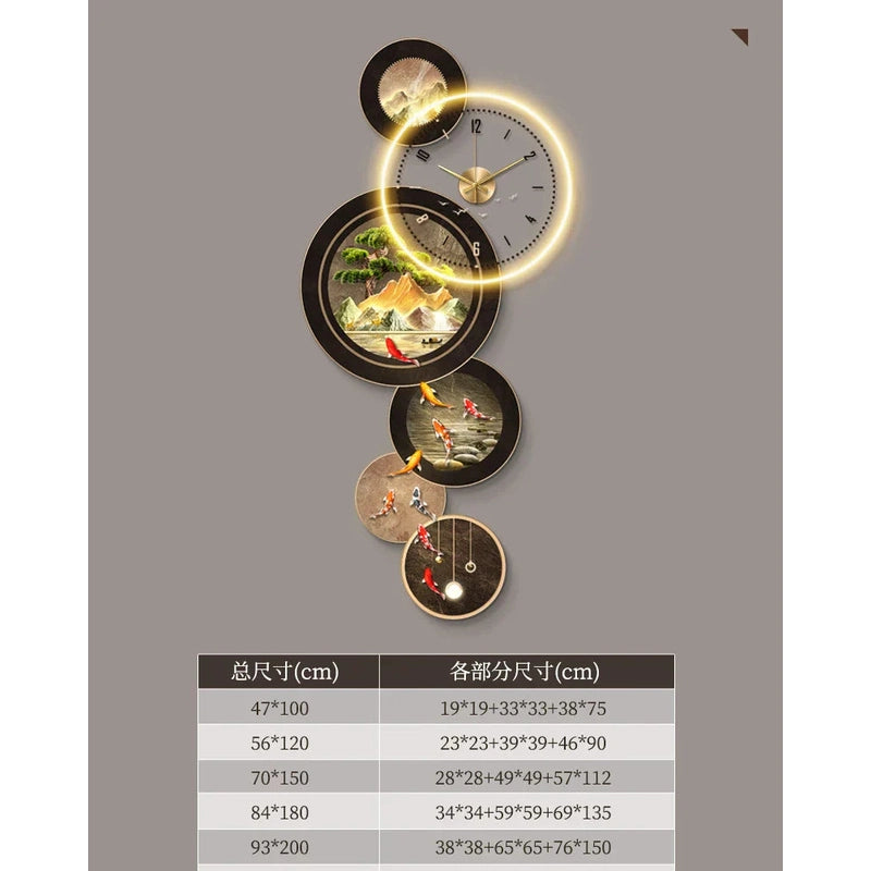 Illuminated LED Wall Clock Nine Fish | Dlight Decor