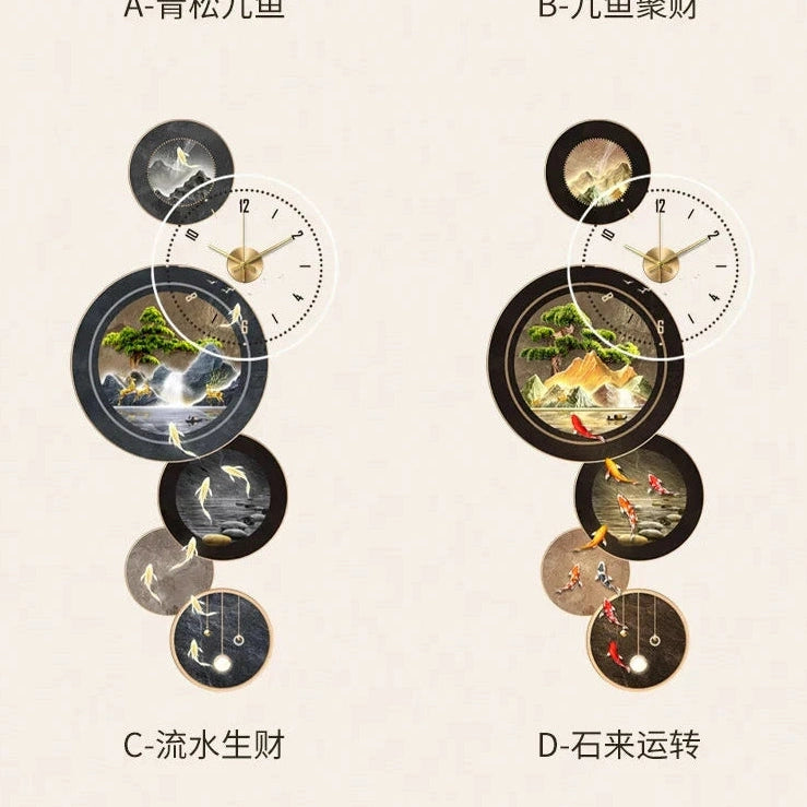 Illuminated LED Wall Clock Nine Fish | Dlight Decor
